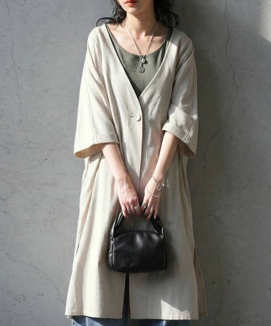 Linen-Like V-Neck Cardigan Ladies