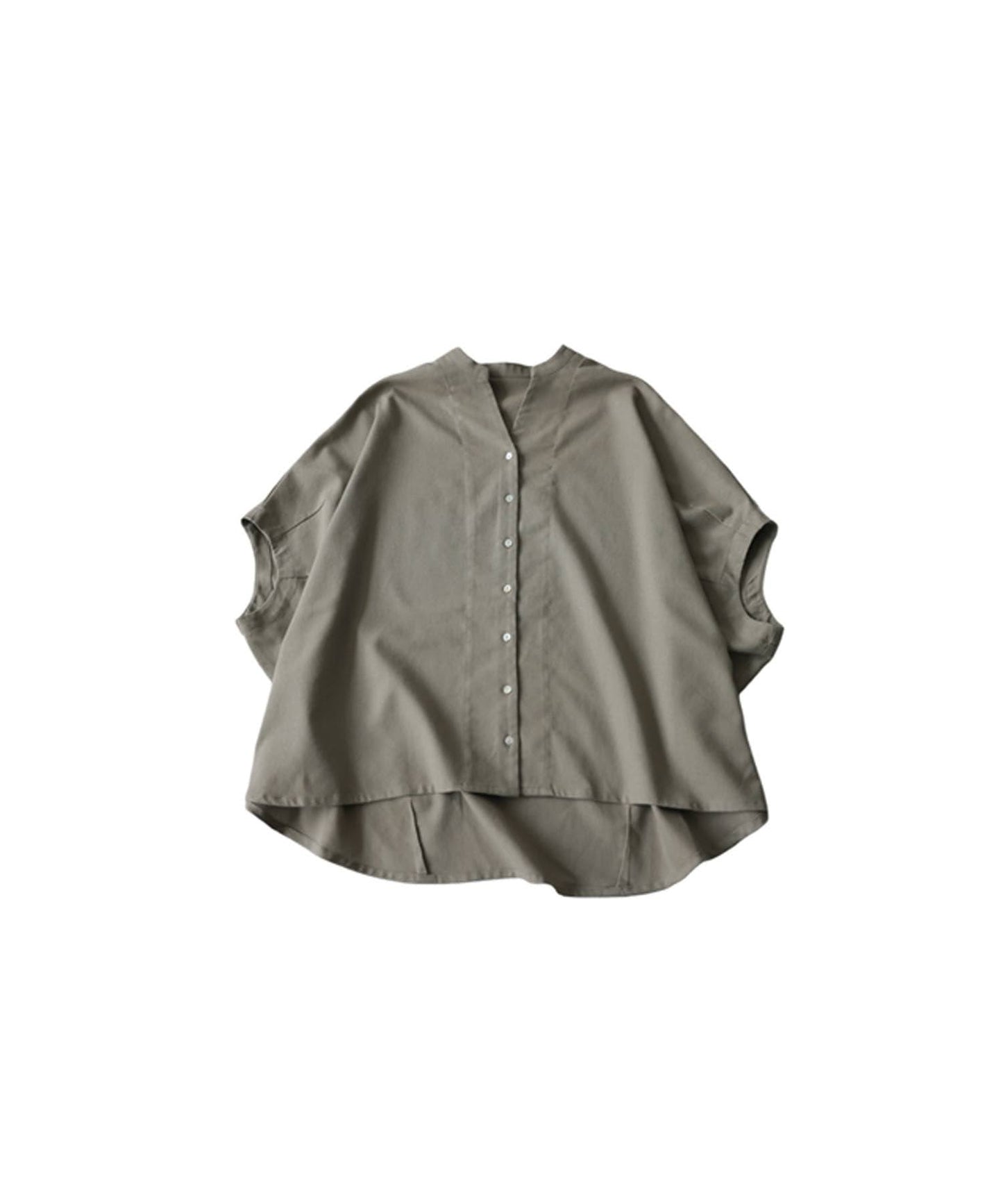 Keyhole Neckline Linen-Like Dolman Shirt Ladies