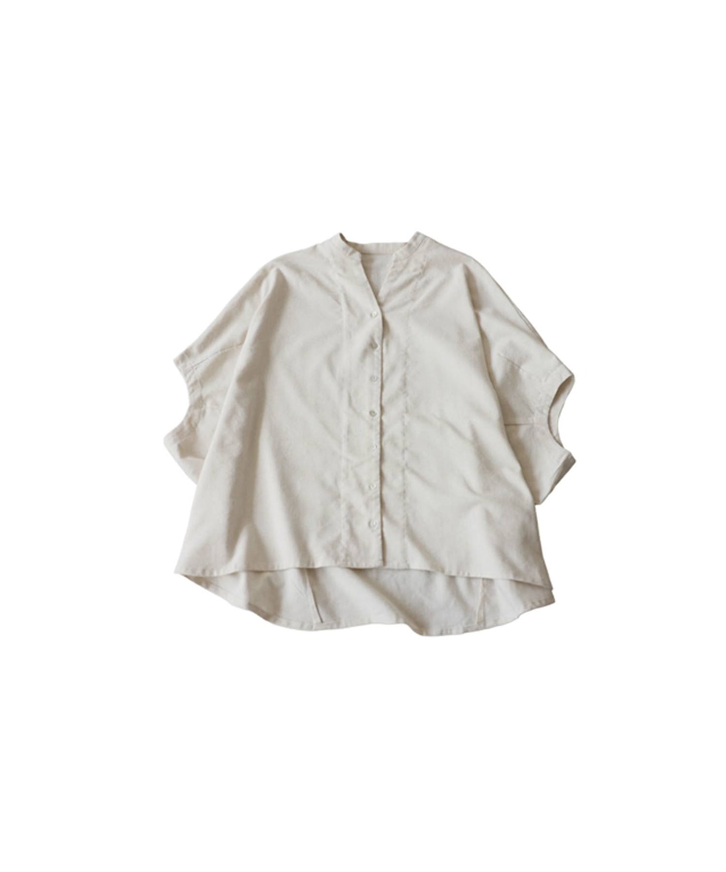 Keyhole Neckline Linen-Like Dolman Shirt Ladies