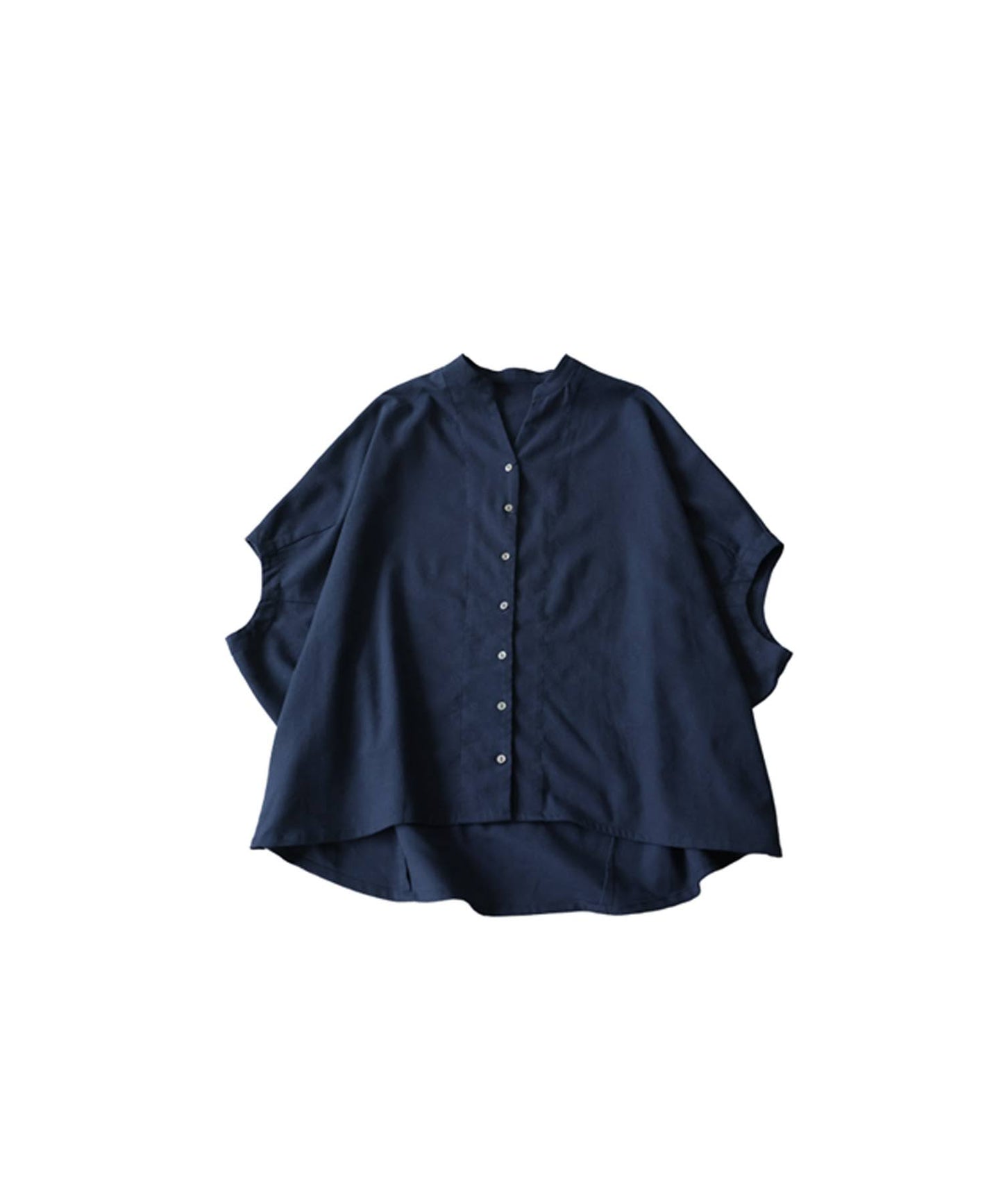 Keyhole Neckline Linen-Like Dolman Shirt Ladies