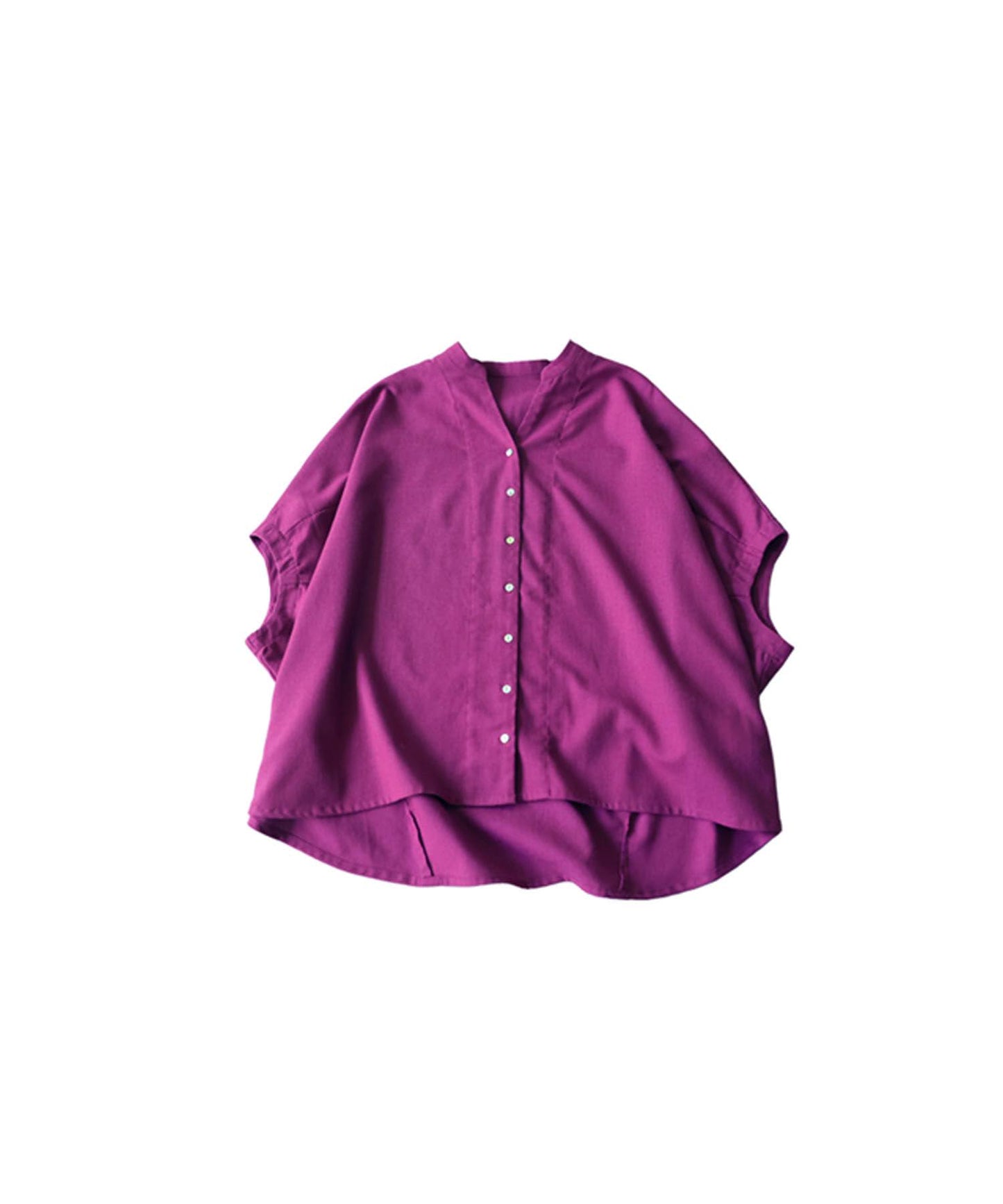 Keyhole Neckline Linen-Like Dolman Shirt Ladies