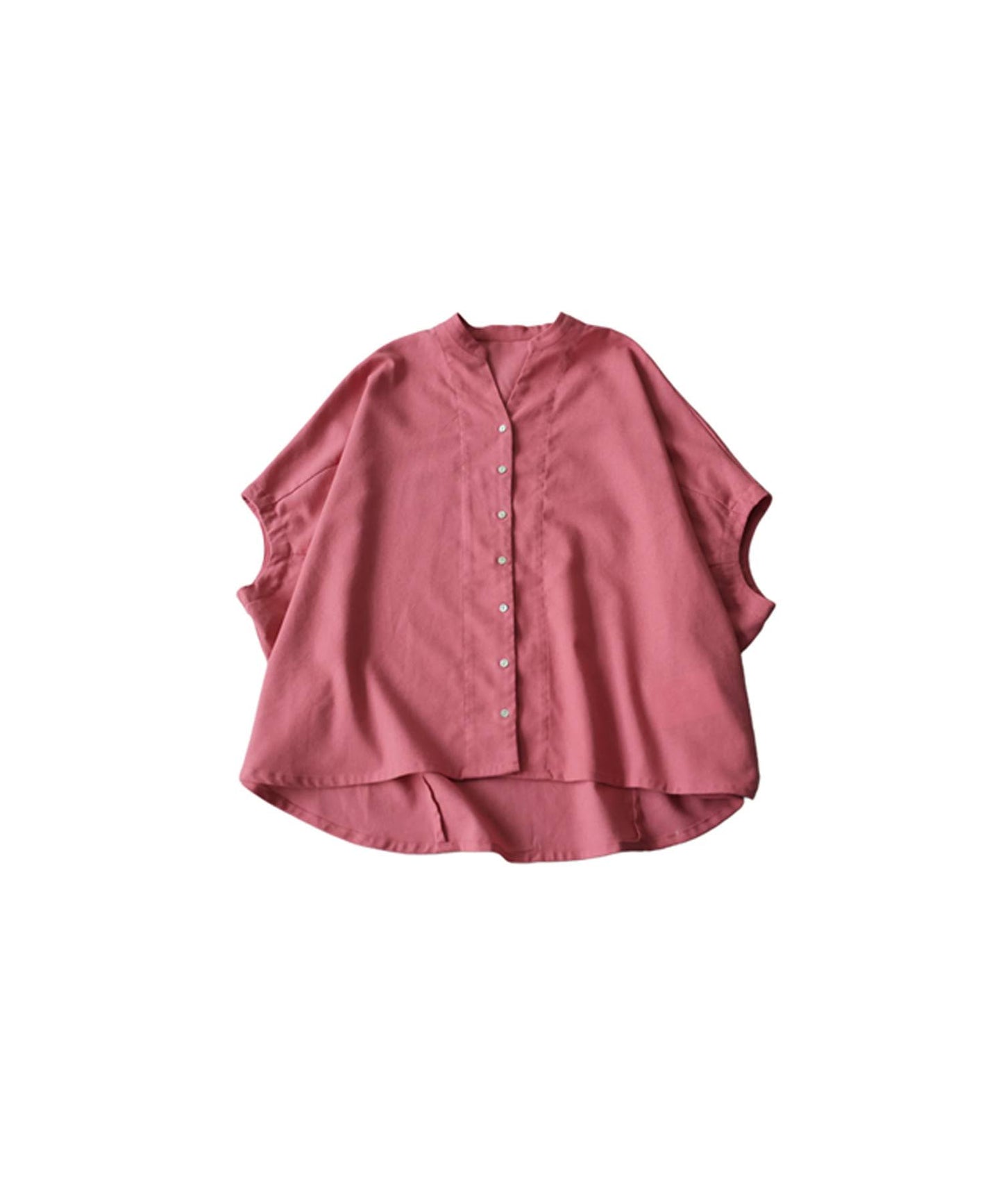 Keyhole Neckline Linen-Like Dolman Shirt Ladies