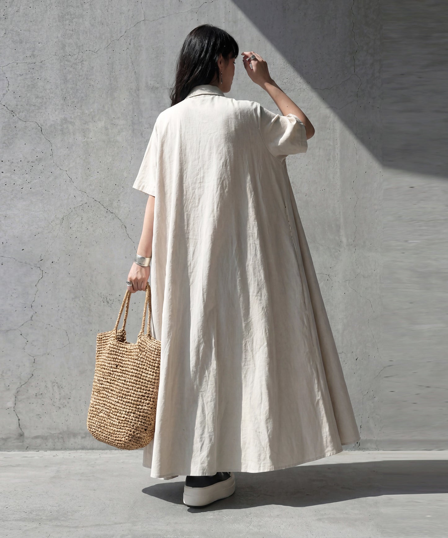 Linen Blend Shirt Dress Ladies