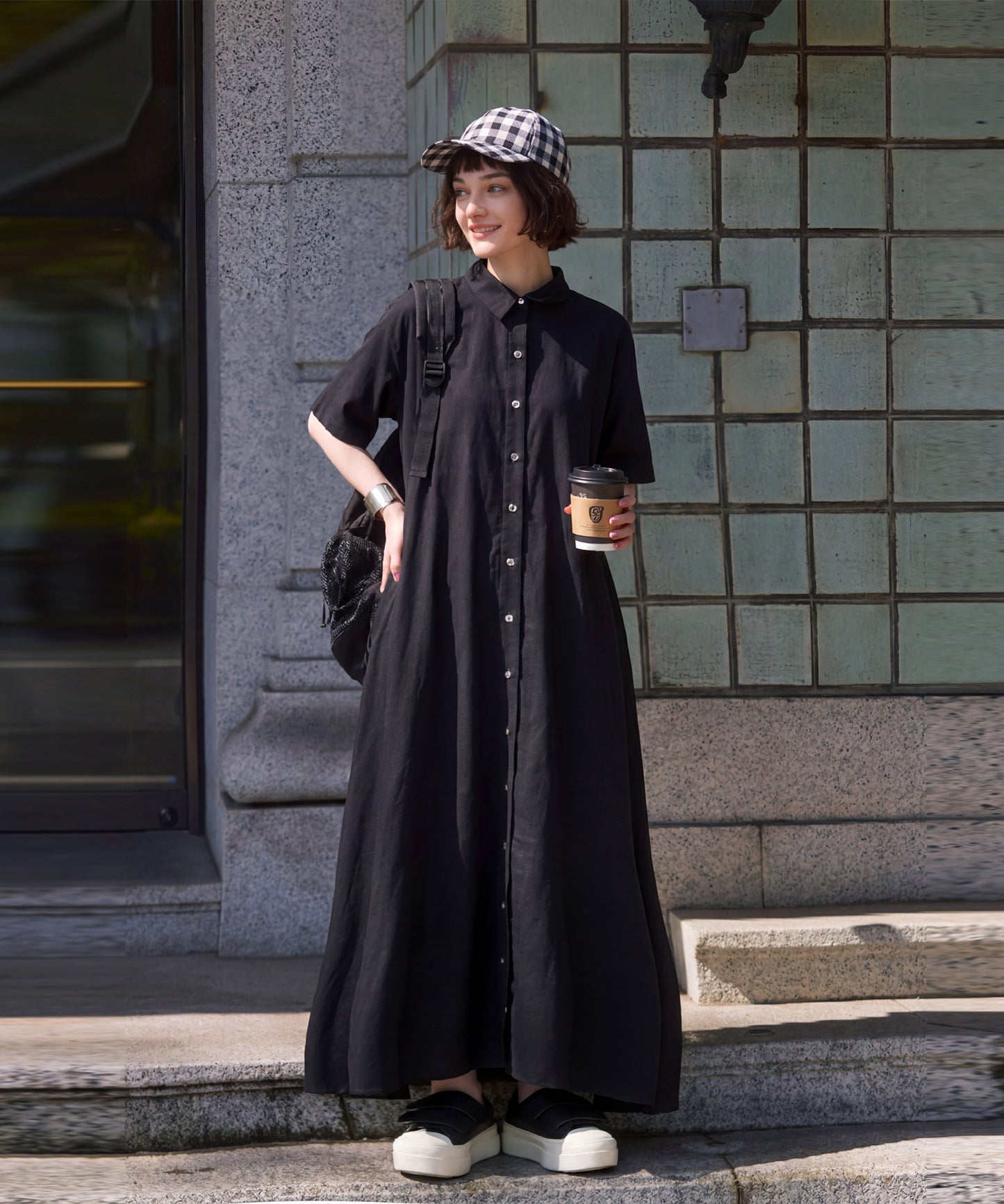Linen Blend Shirt Dress Ladies