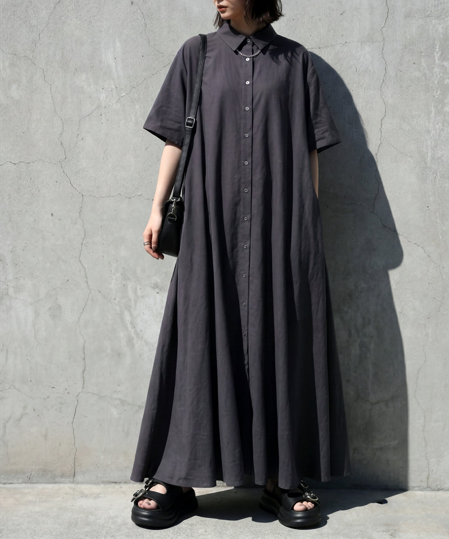 Linen Blend Shirt Dress Ladies