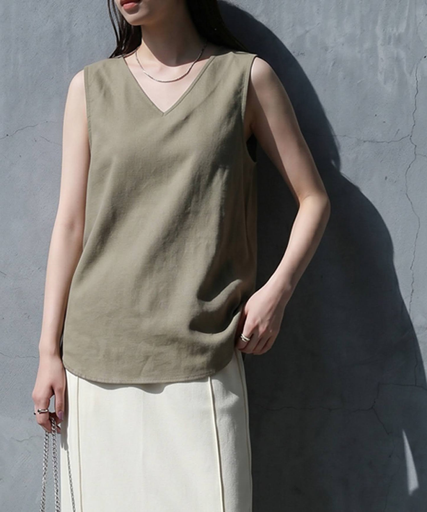 Linen Blend Tank Top Ladies