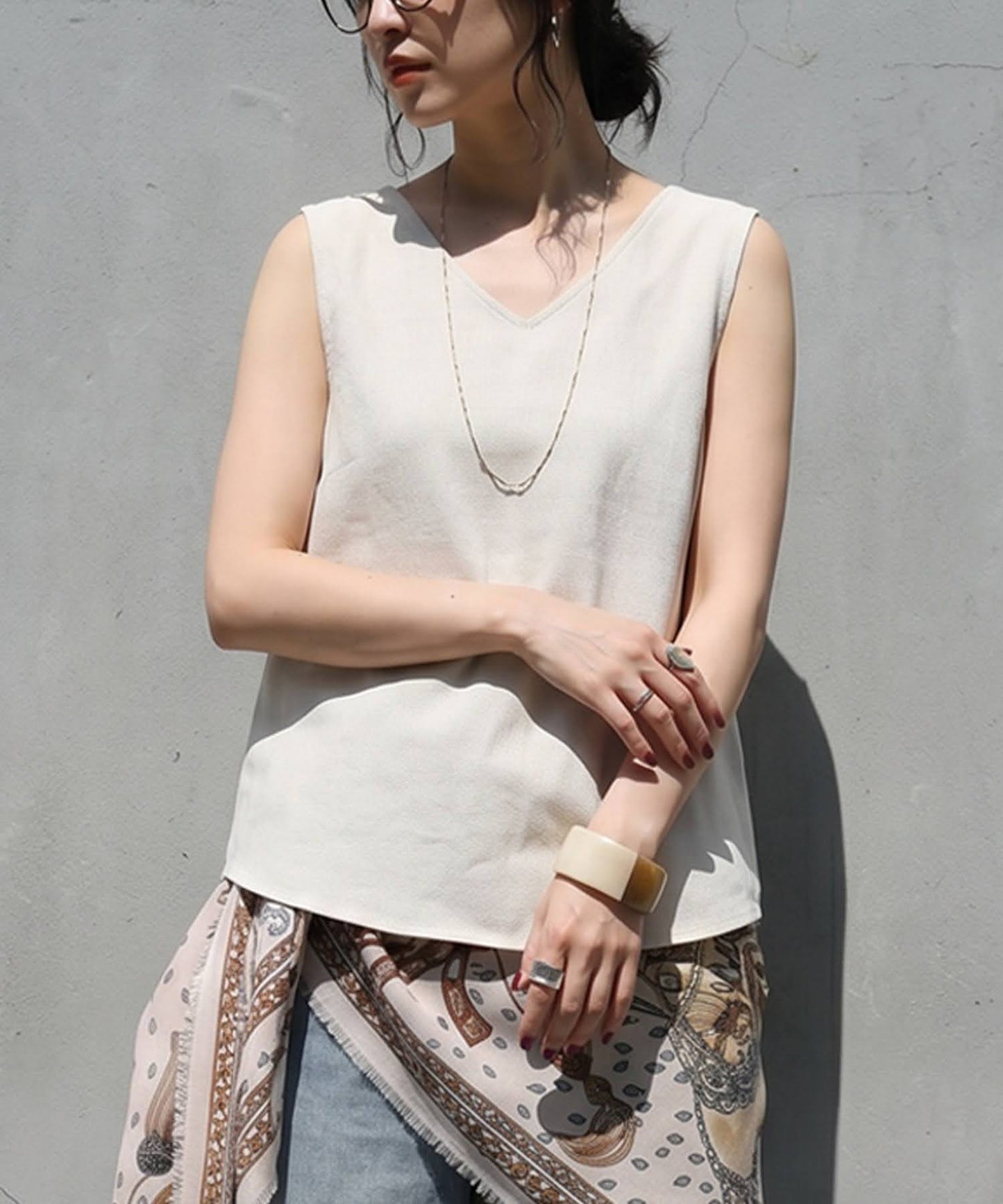 Linen Blend Tank Top Ladies