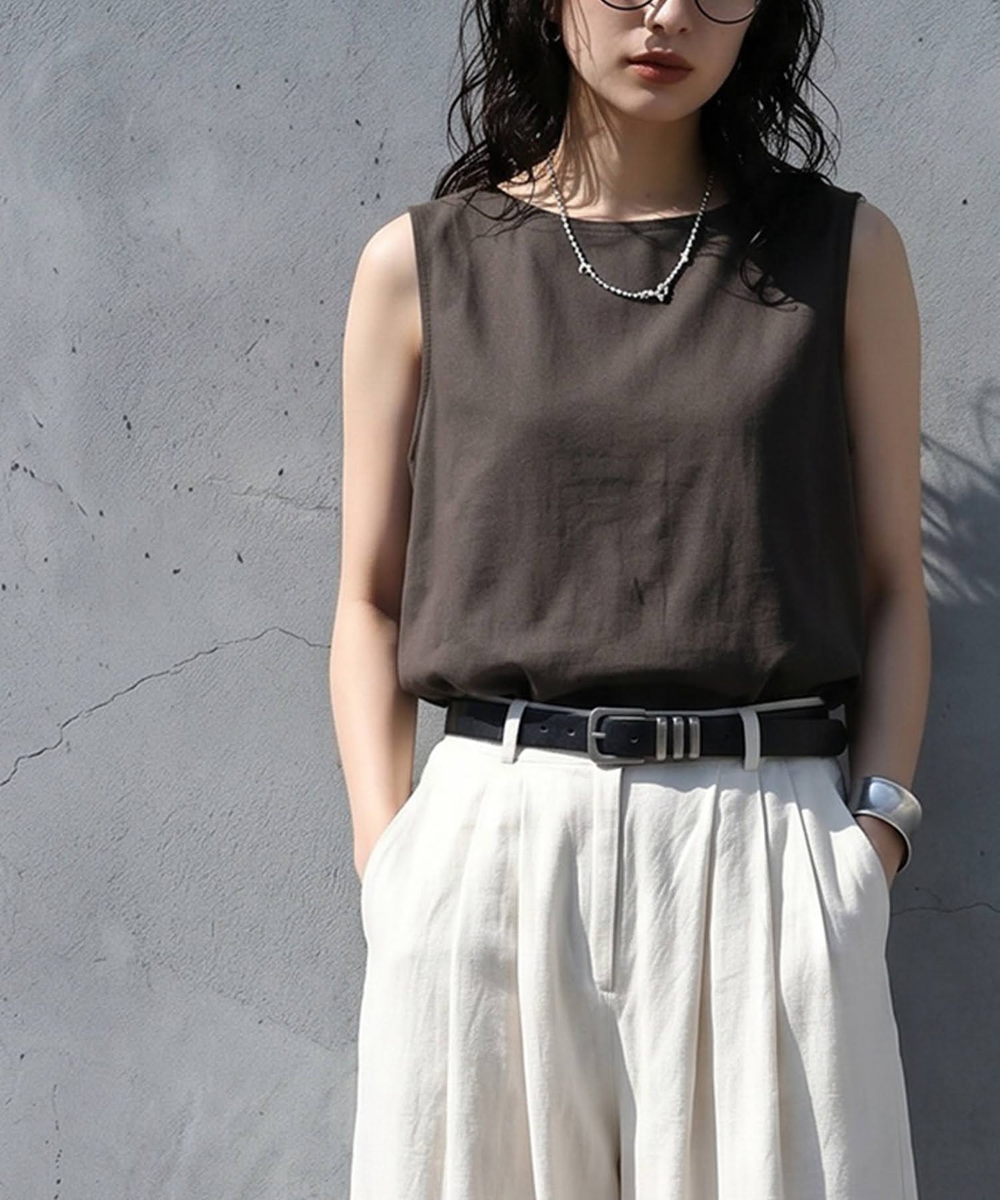 Linen Blend Tank Top Ladies