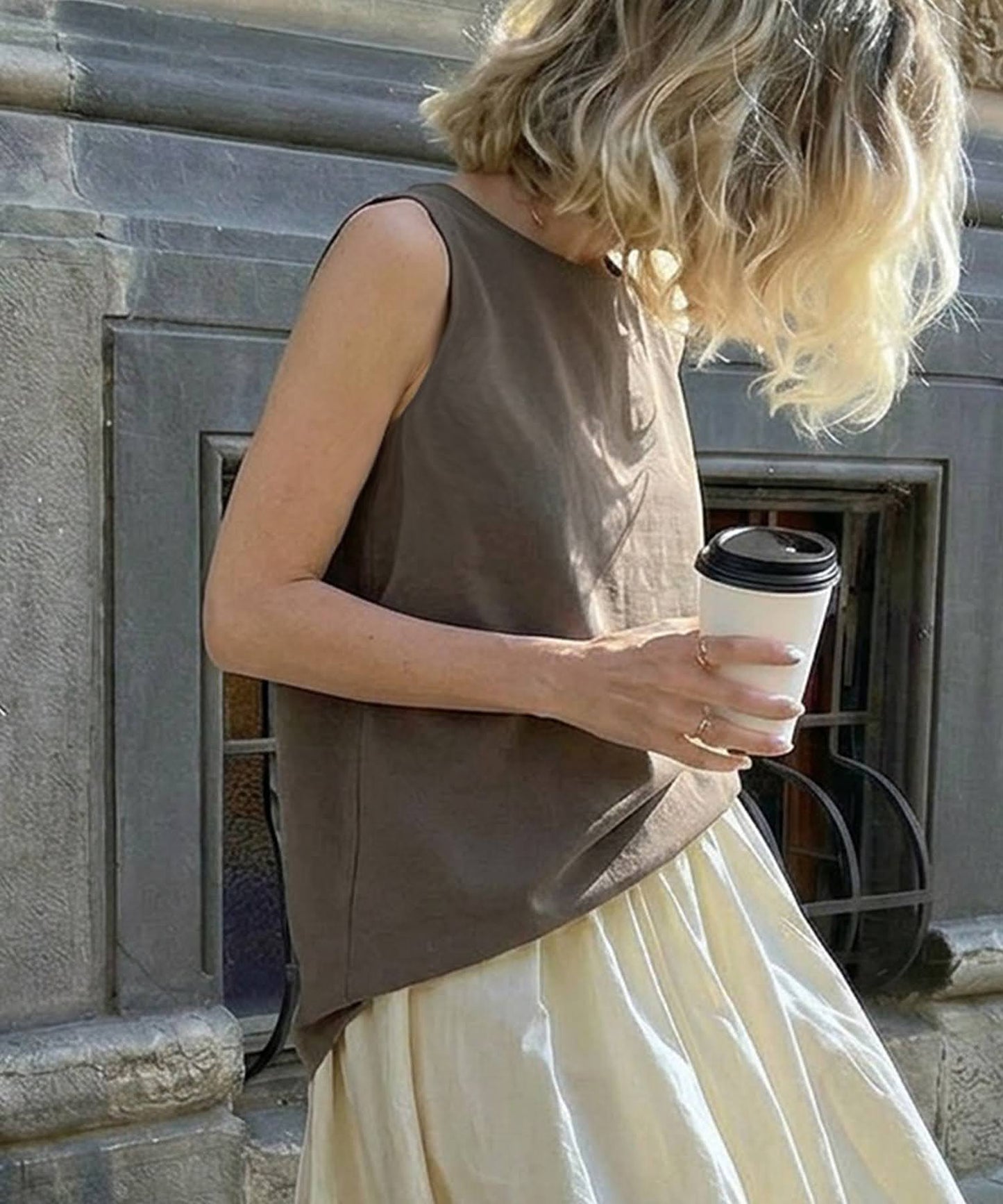 Linen Blend Tank Top Ladies