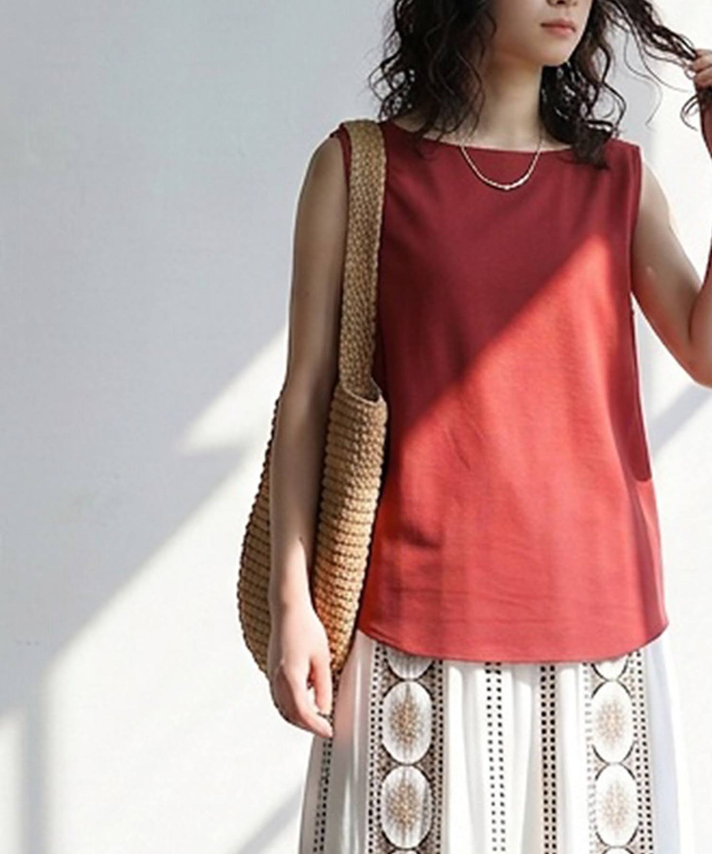 Linen Blend Tank Top Ladies