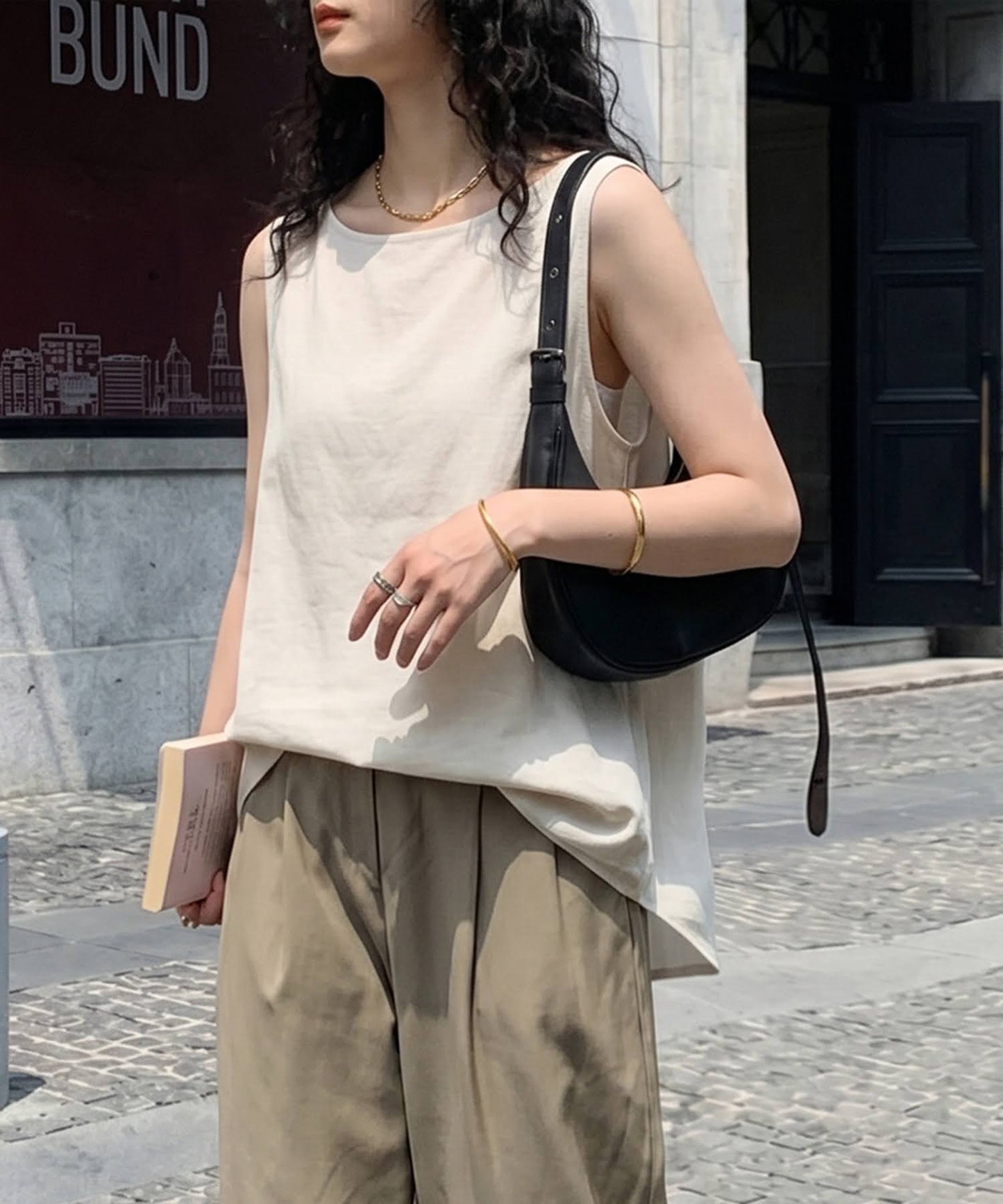 Linen Blend Tank Top Ladies