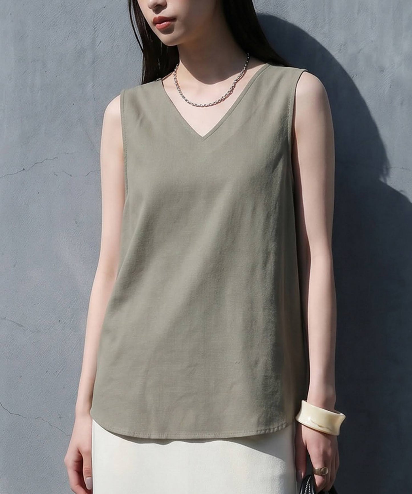 Linen Blend Tank Top Ladies