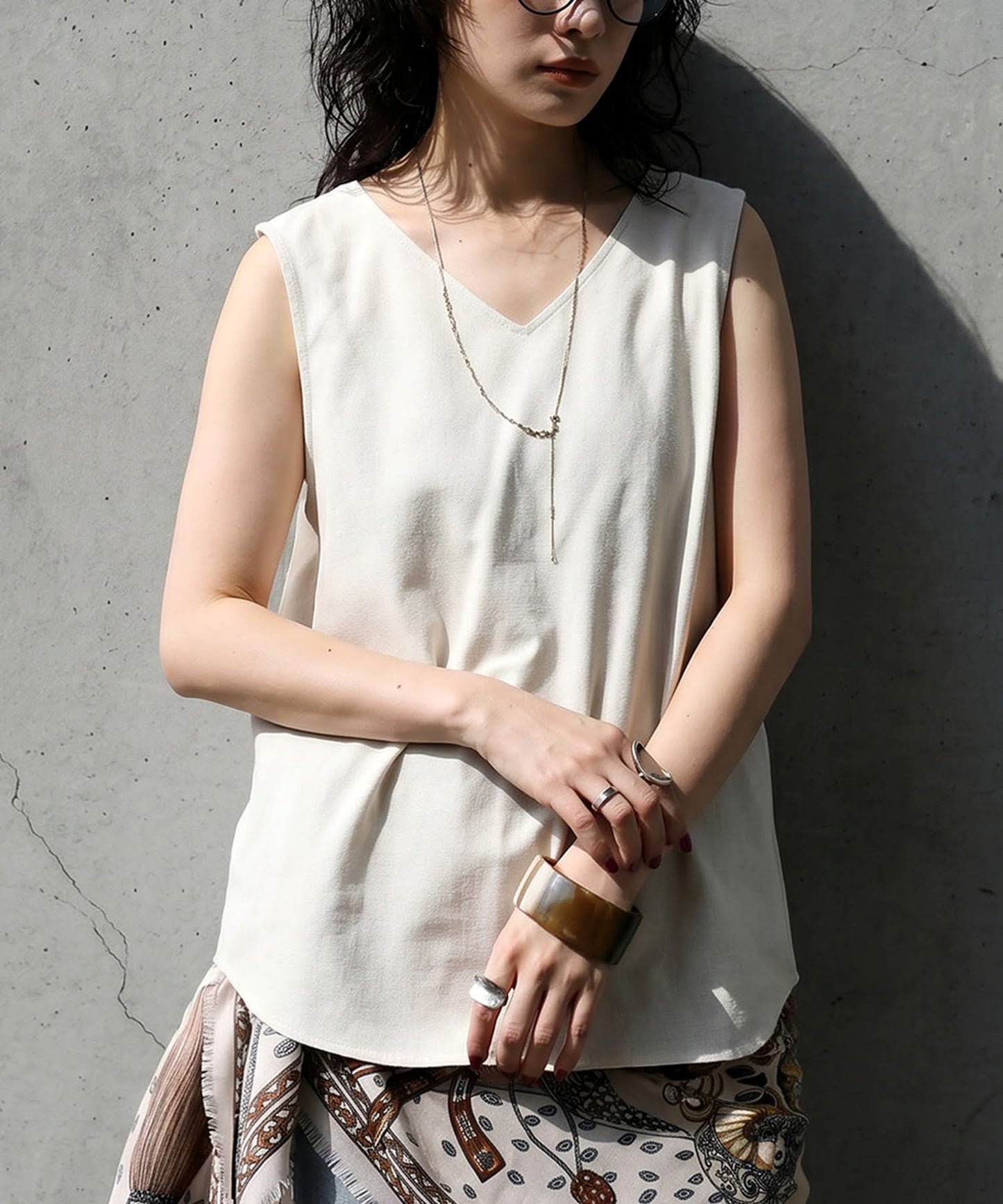 Linen Blend Tank Top Ladies