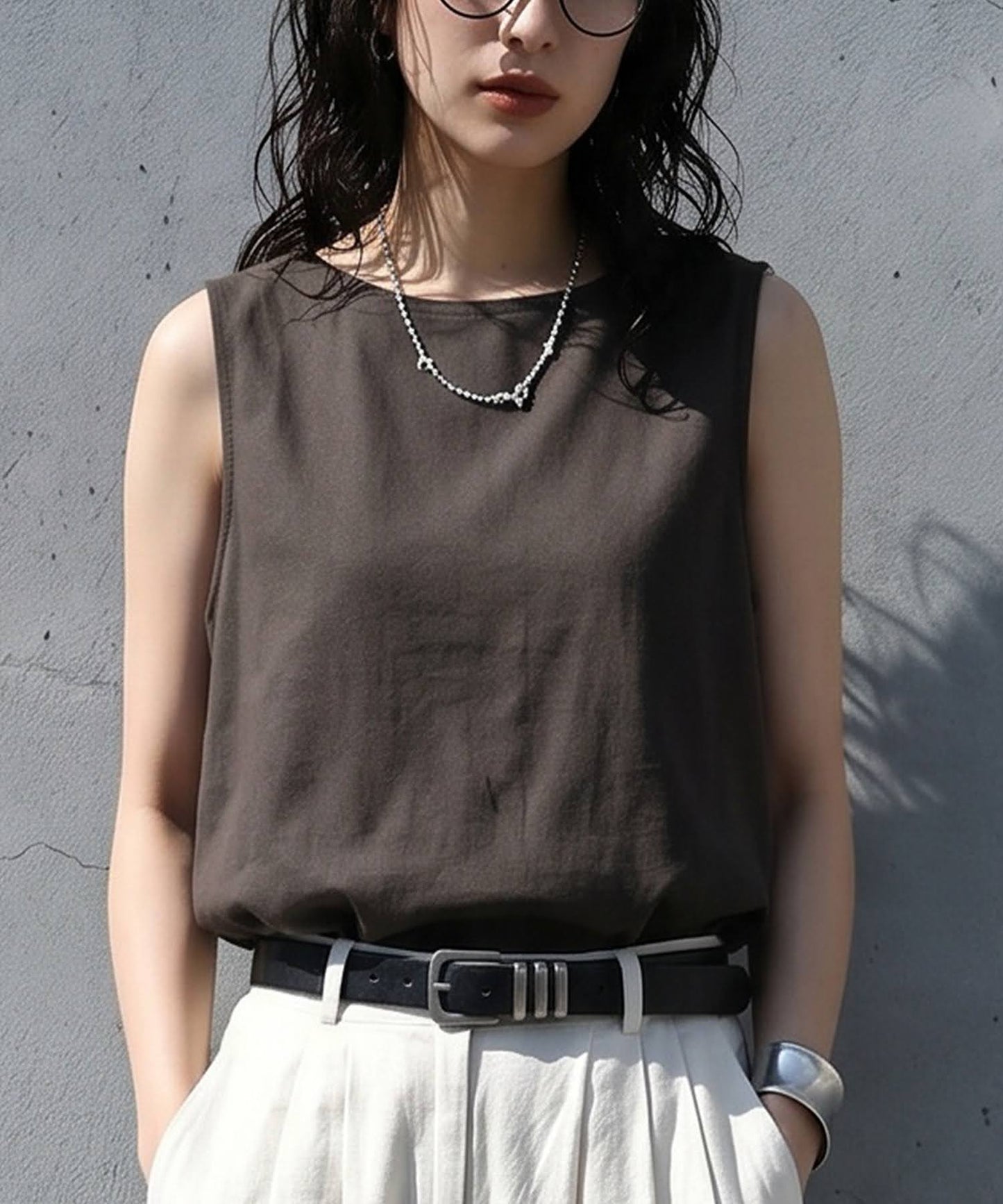 Linen Blend Tank Top Ladies