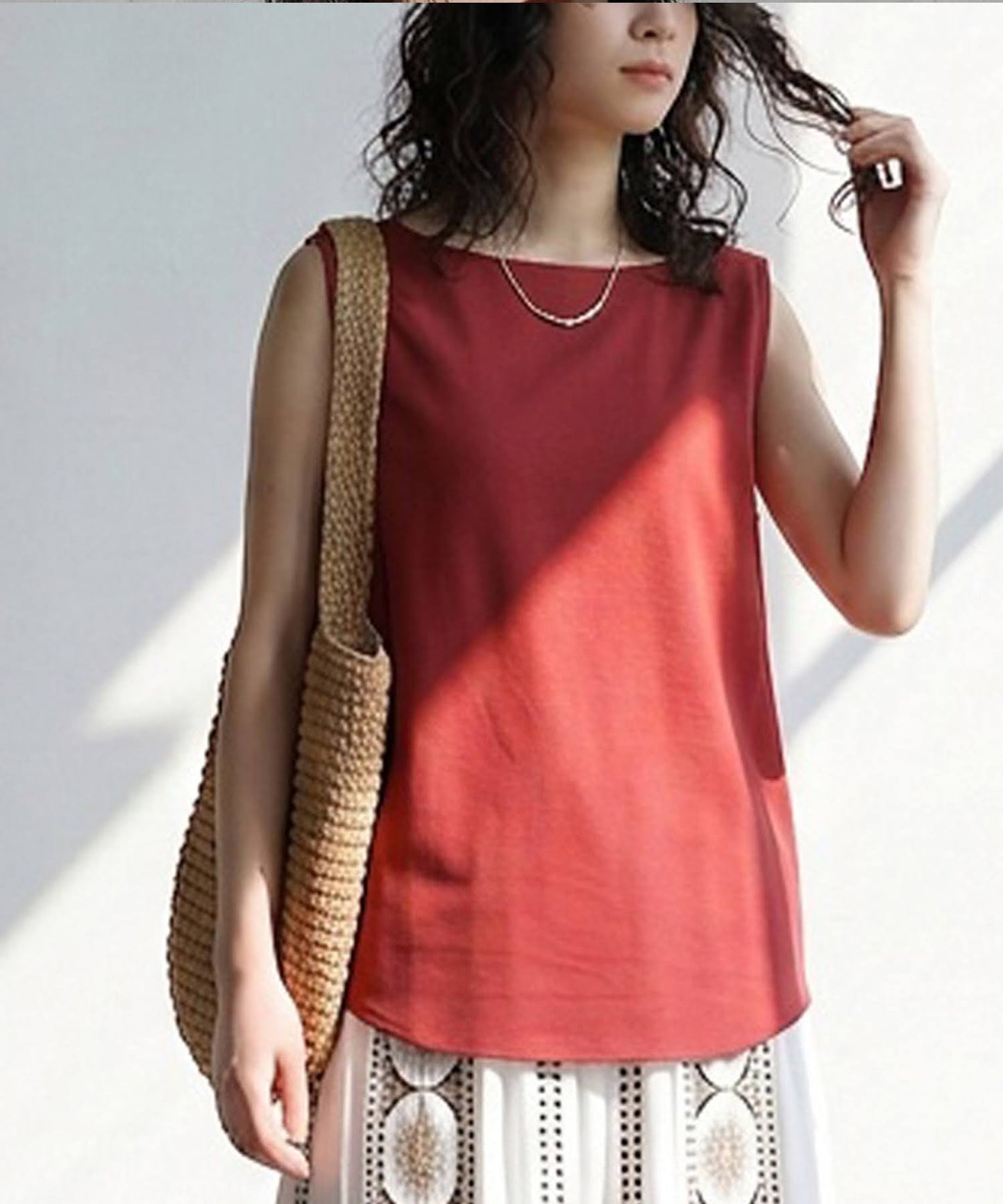 Linen Blend Tank Top Ladies