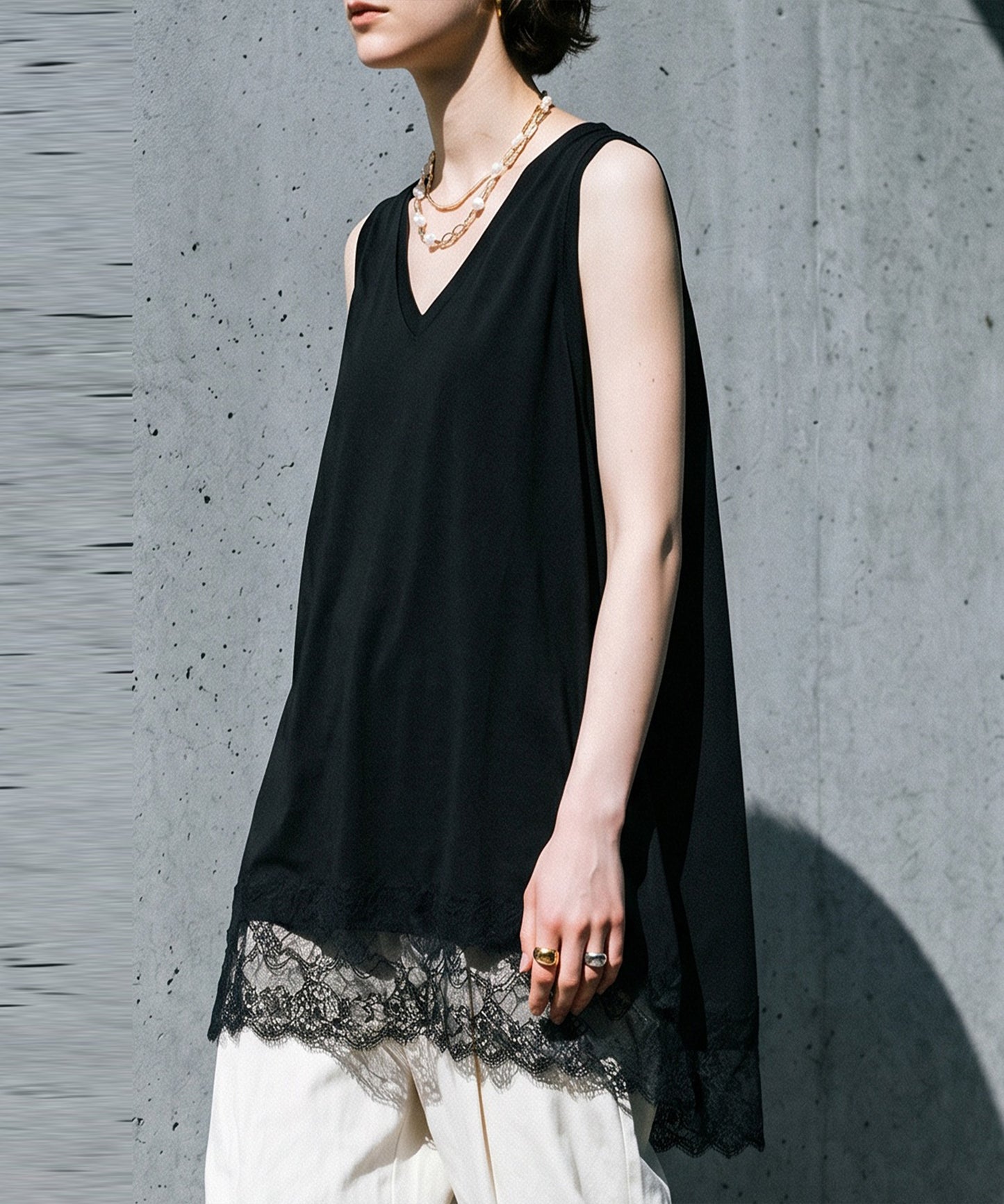 Cool-Touch, Lace-Hem Layered Tank Top Ladies