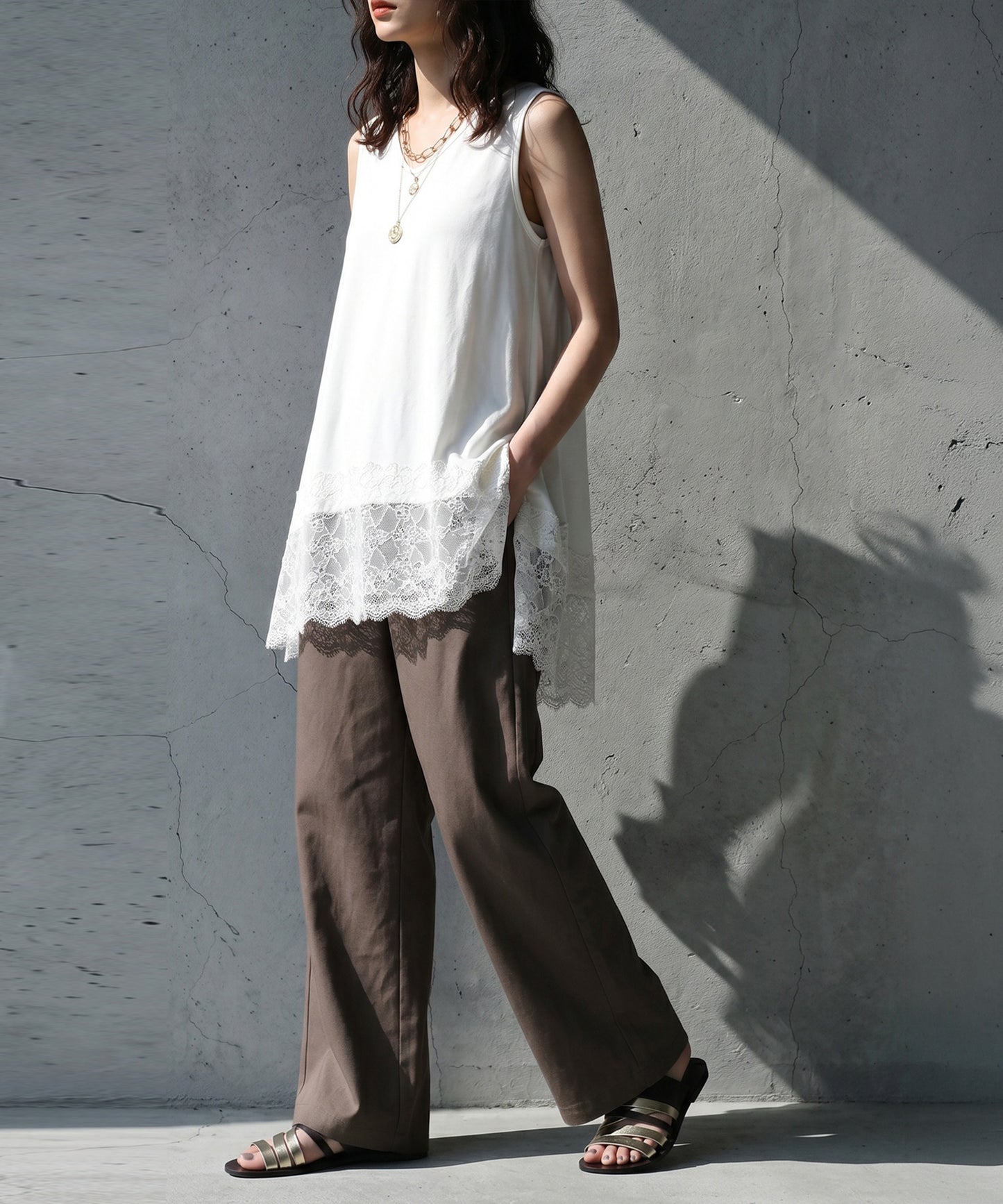 Cool-Touch, Lace-Hem Layered Tank Top Ladies