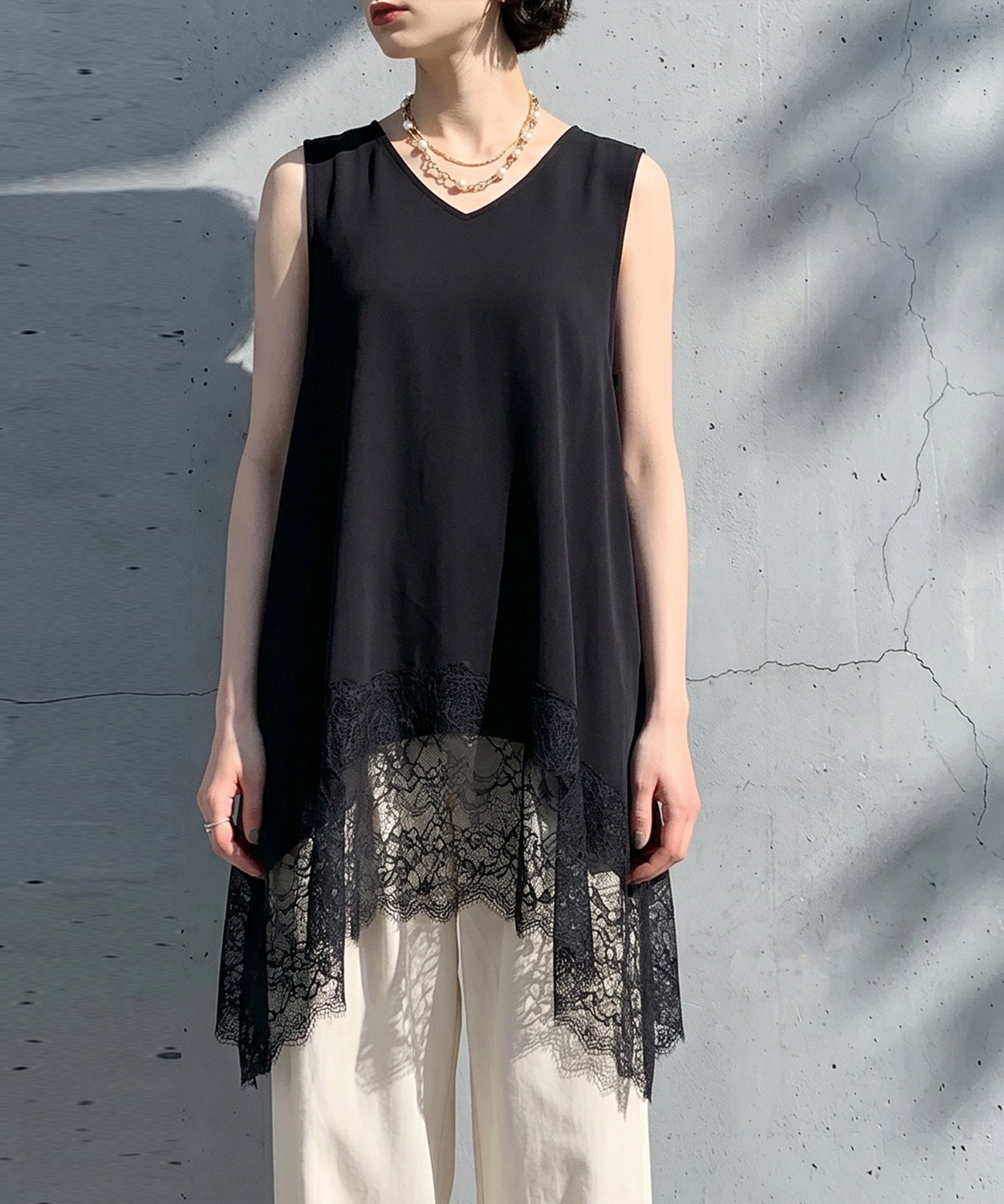 Cool-Touch, Lace-Hem Layered Tank Top Ladies