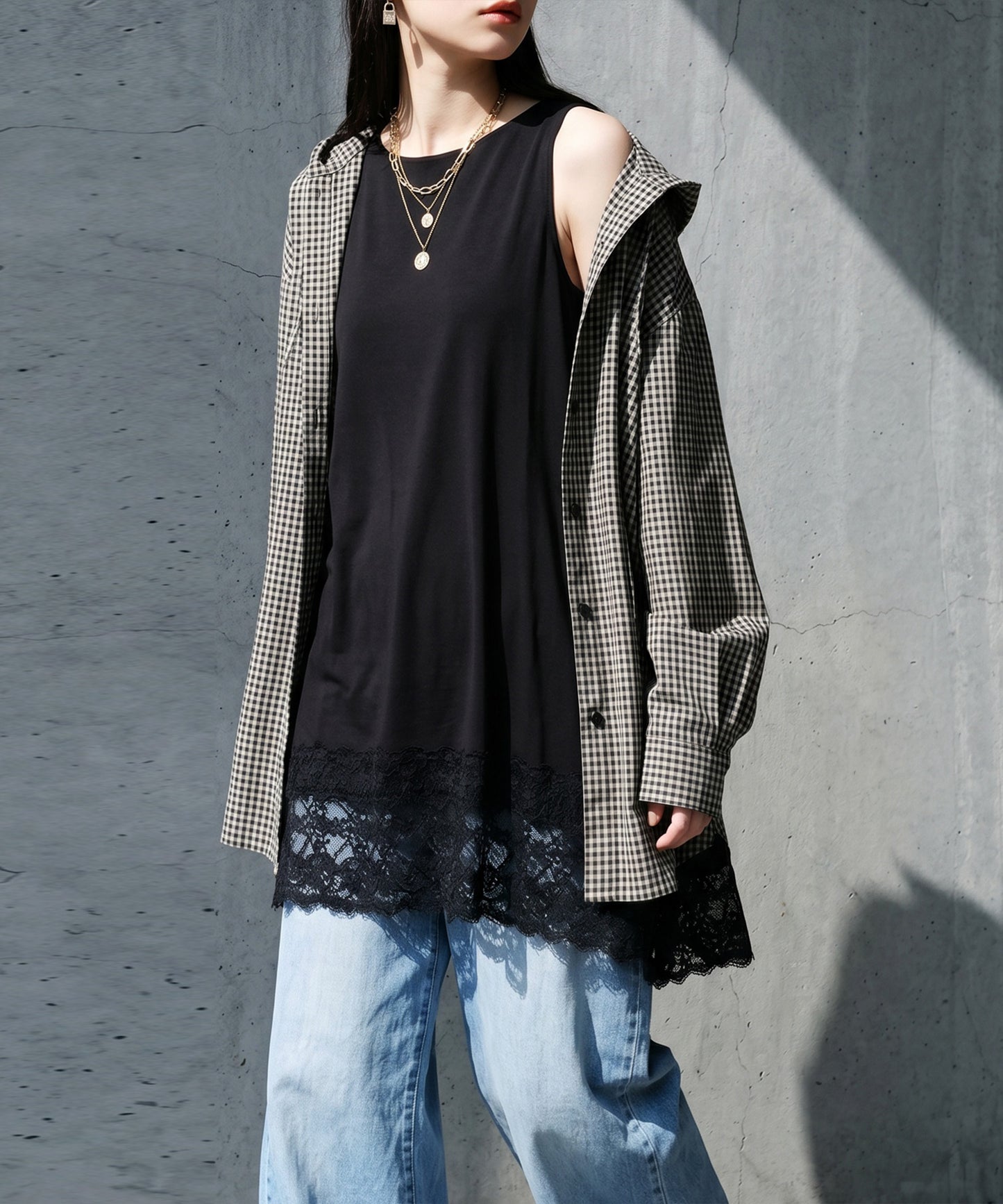 Cool-Touch, Lace-Hem Layered Tank Top Ladies