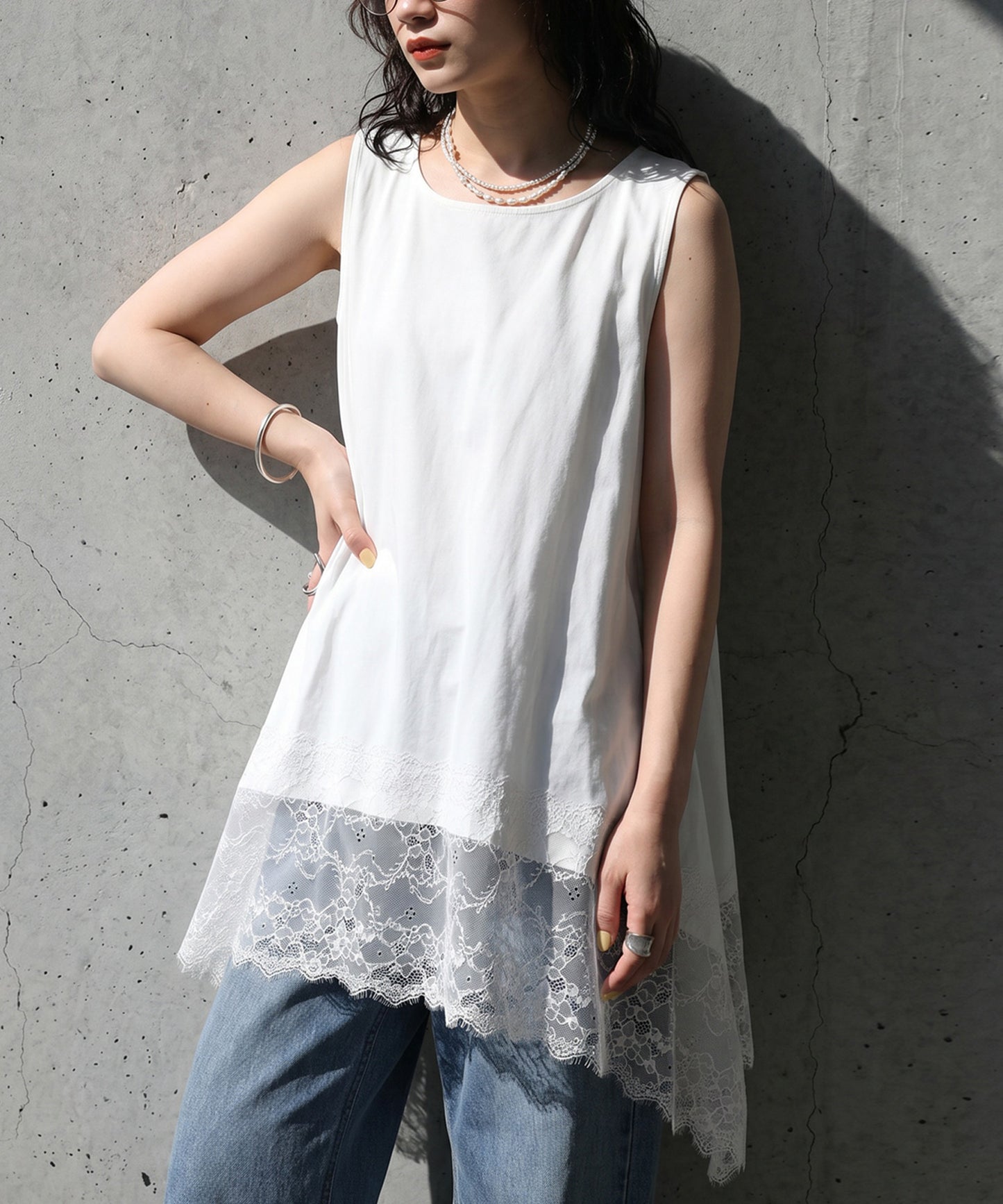Cool-Touch, Lace-Hem Layered Tank Top Ladies