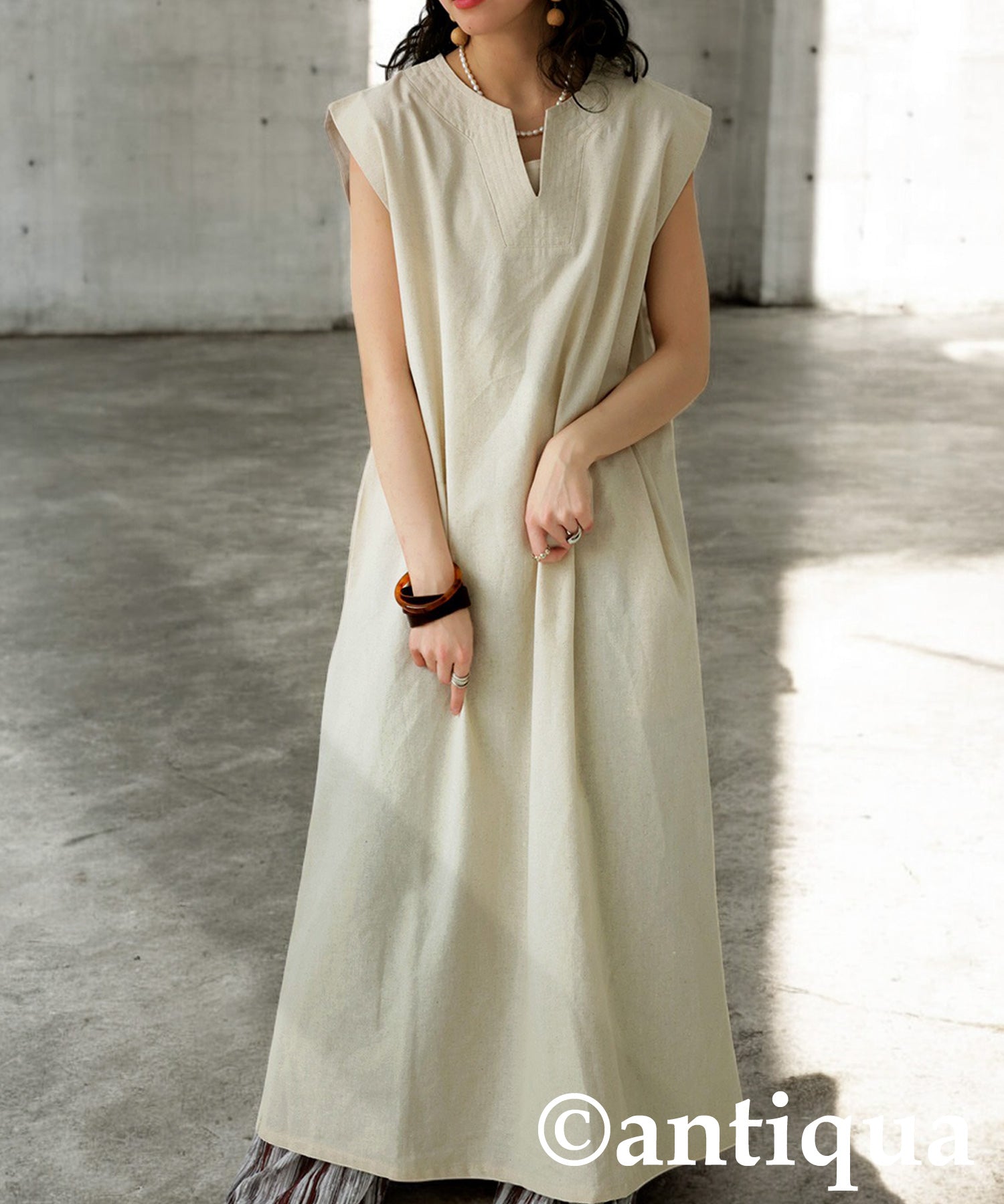 Ladies Linen Dress | Japanese fashion brand ANTIQUA Official - antiqua-wa Ladies Linen Dress | Japanese fashion brand ANTIQUA Official - antiqua-wa