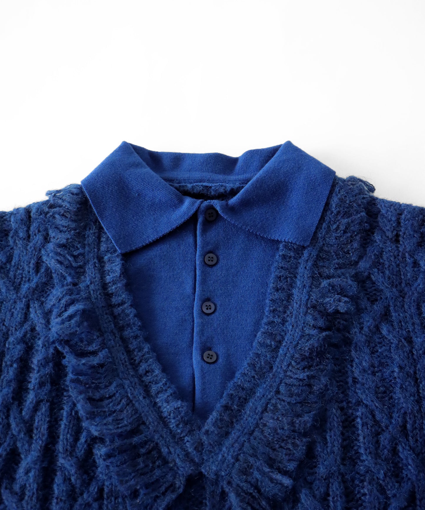 Layered Fringe Knit Shirt Unisex