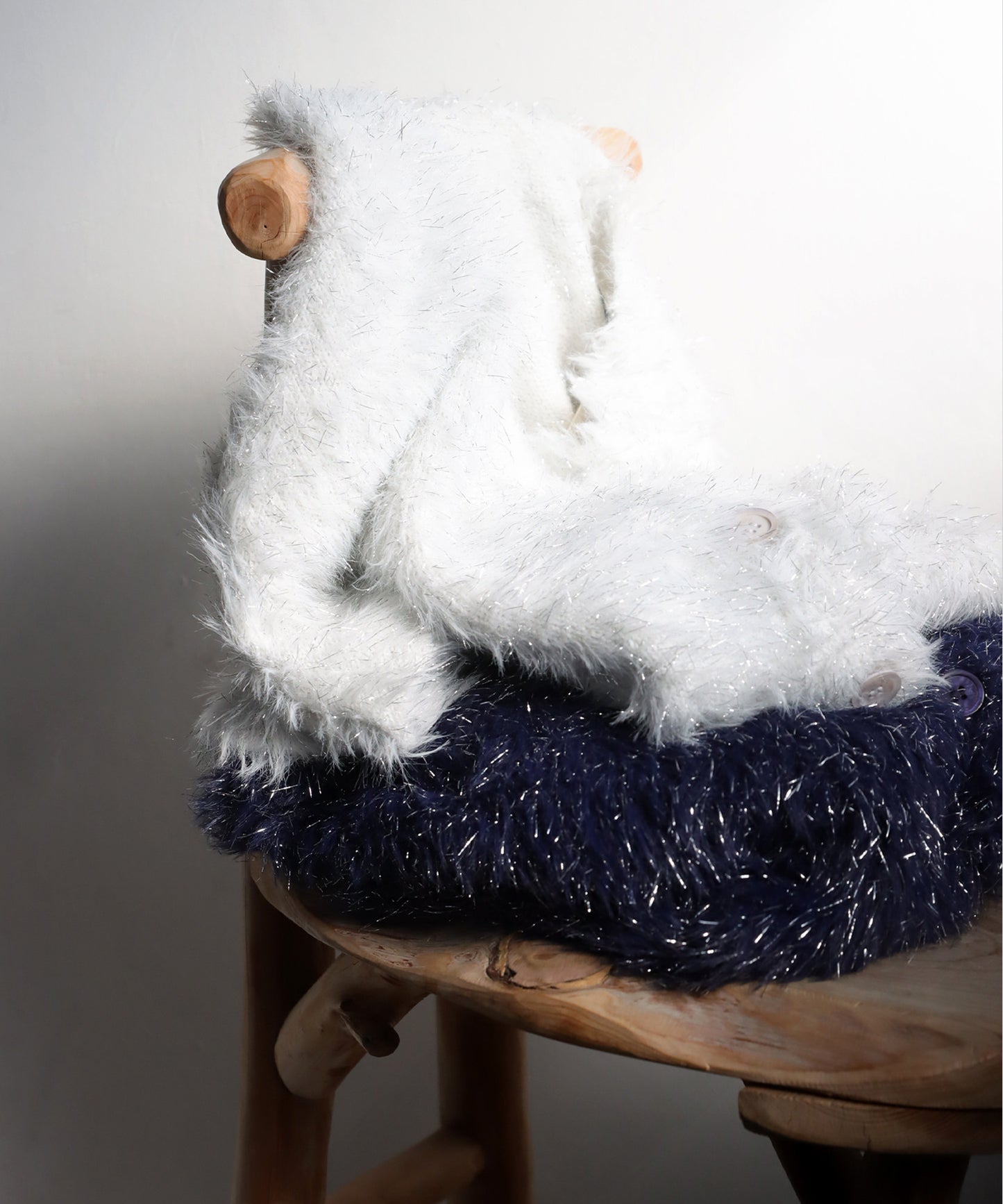 Glitter Shaggy Knit Cardigan Ladies