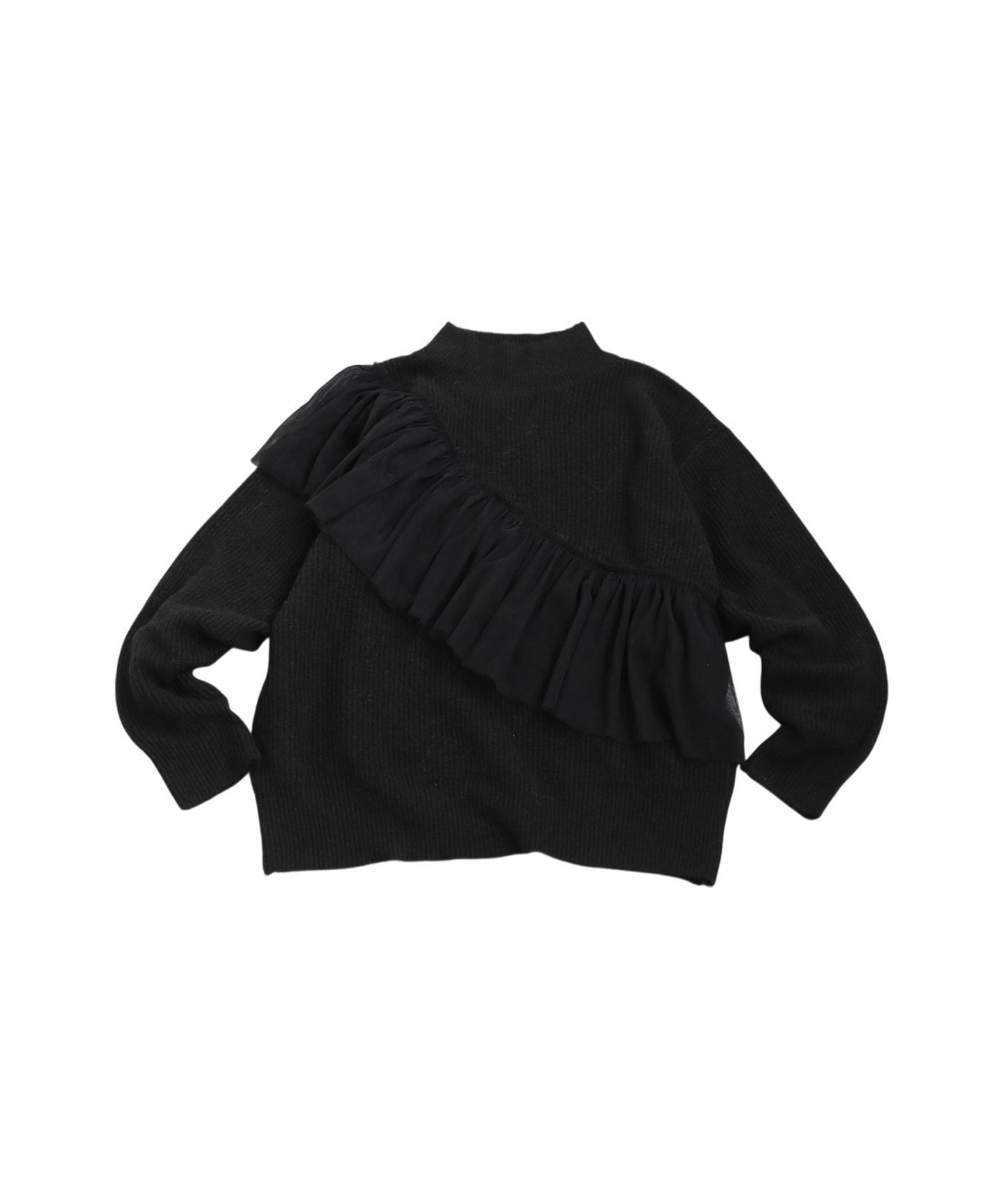 Tulle Ruffle Knit Tops Ladies