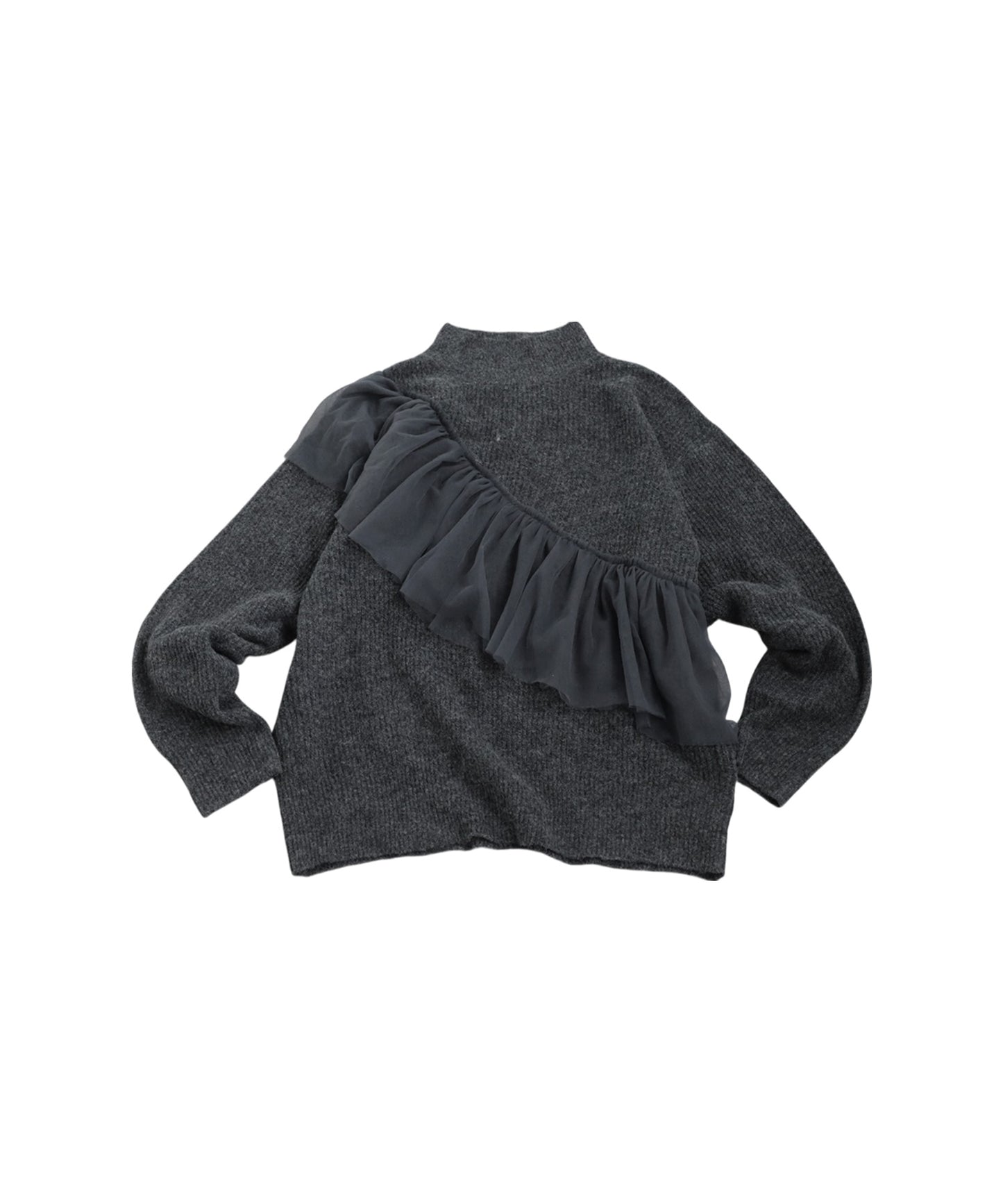 Tulle Ruffle Knit Tops Ladies