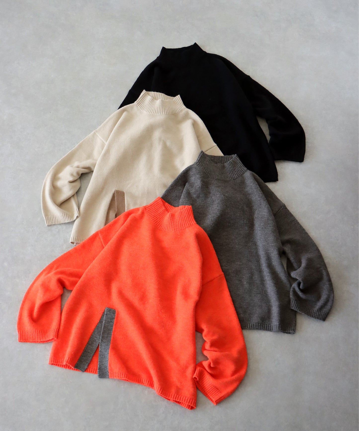High Neck Slit Knit Ladies