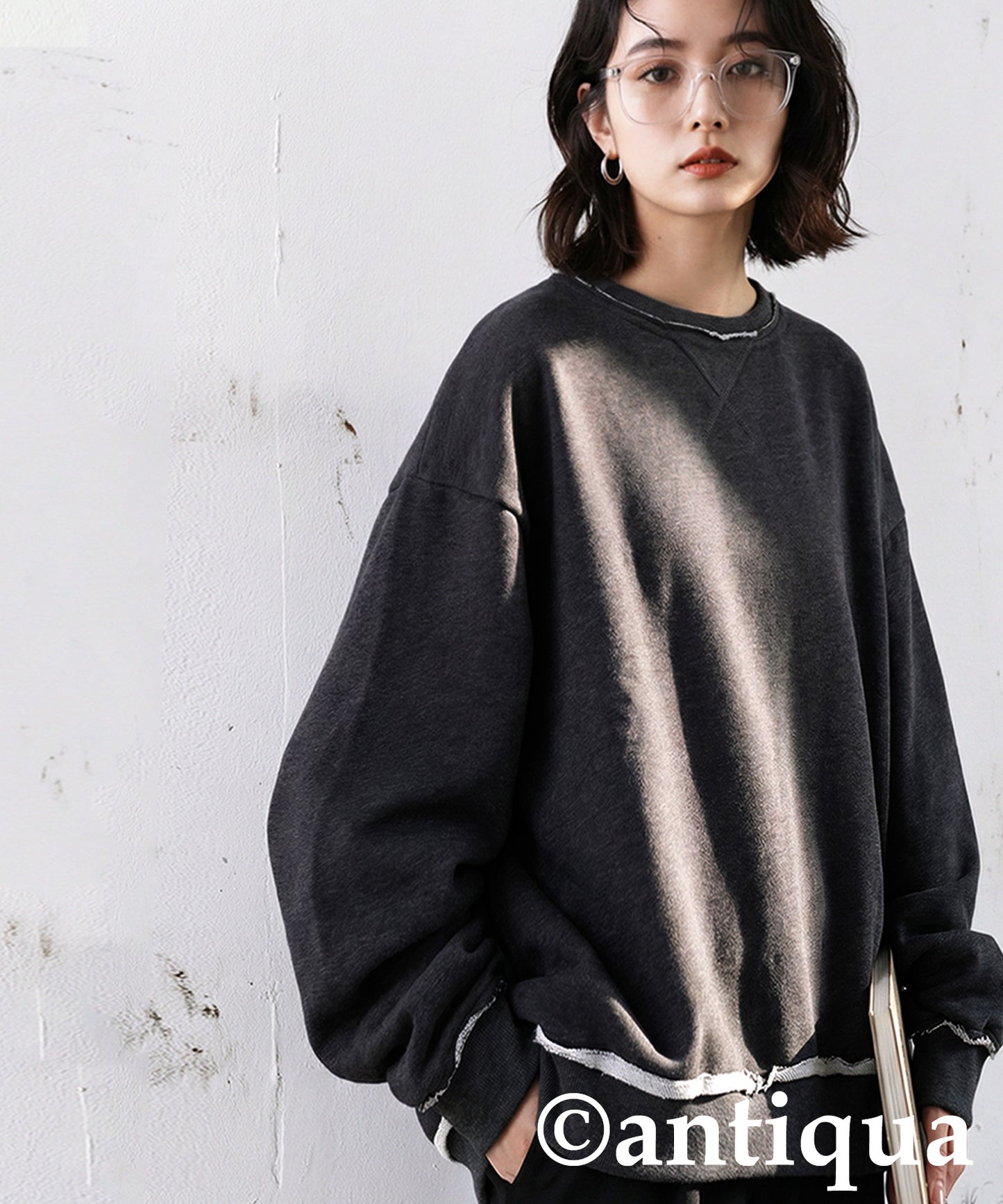 Raw-Edge Fleece Sweatshirt Ladies