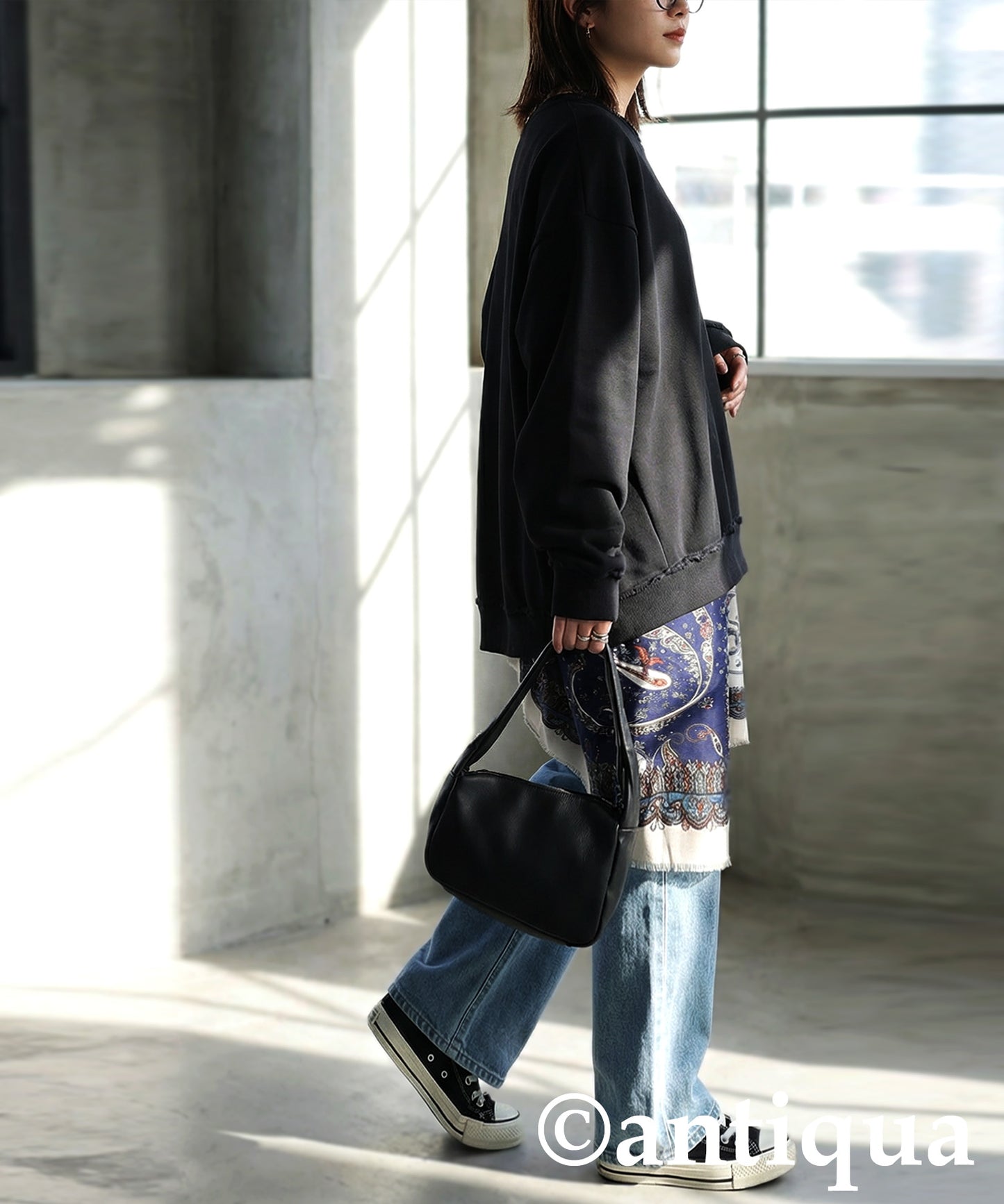 Raw-Edge Fleece Sweatshirt Ladies