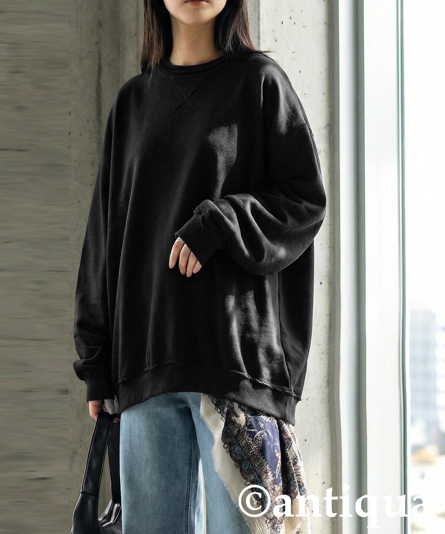 Raw-Edge Fleece Sweatshirt Ladies