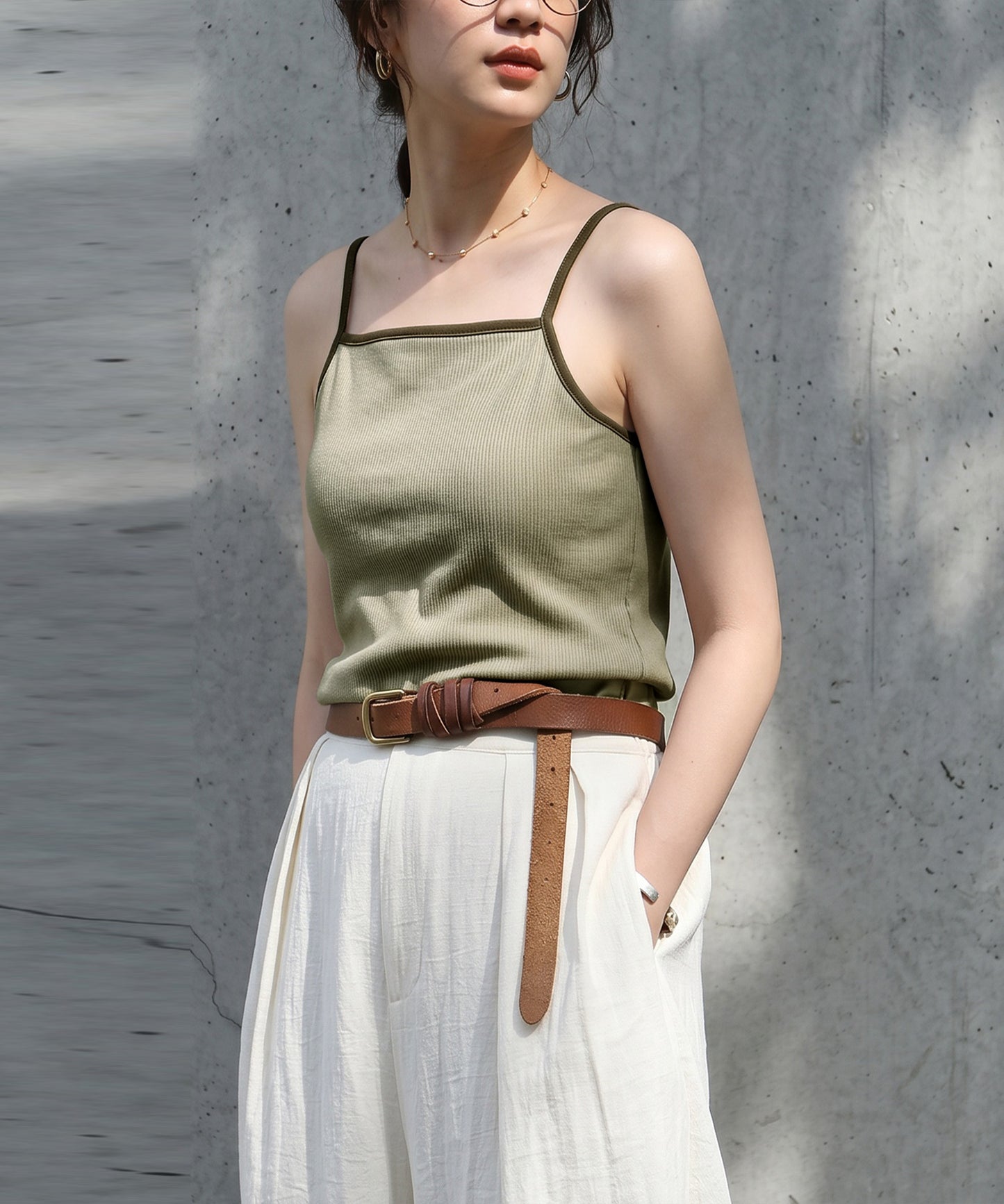 Camisole With Built-In Cups, Color-Blocked Design Ladies