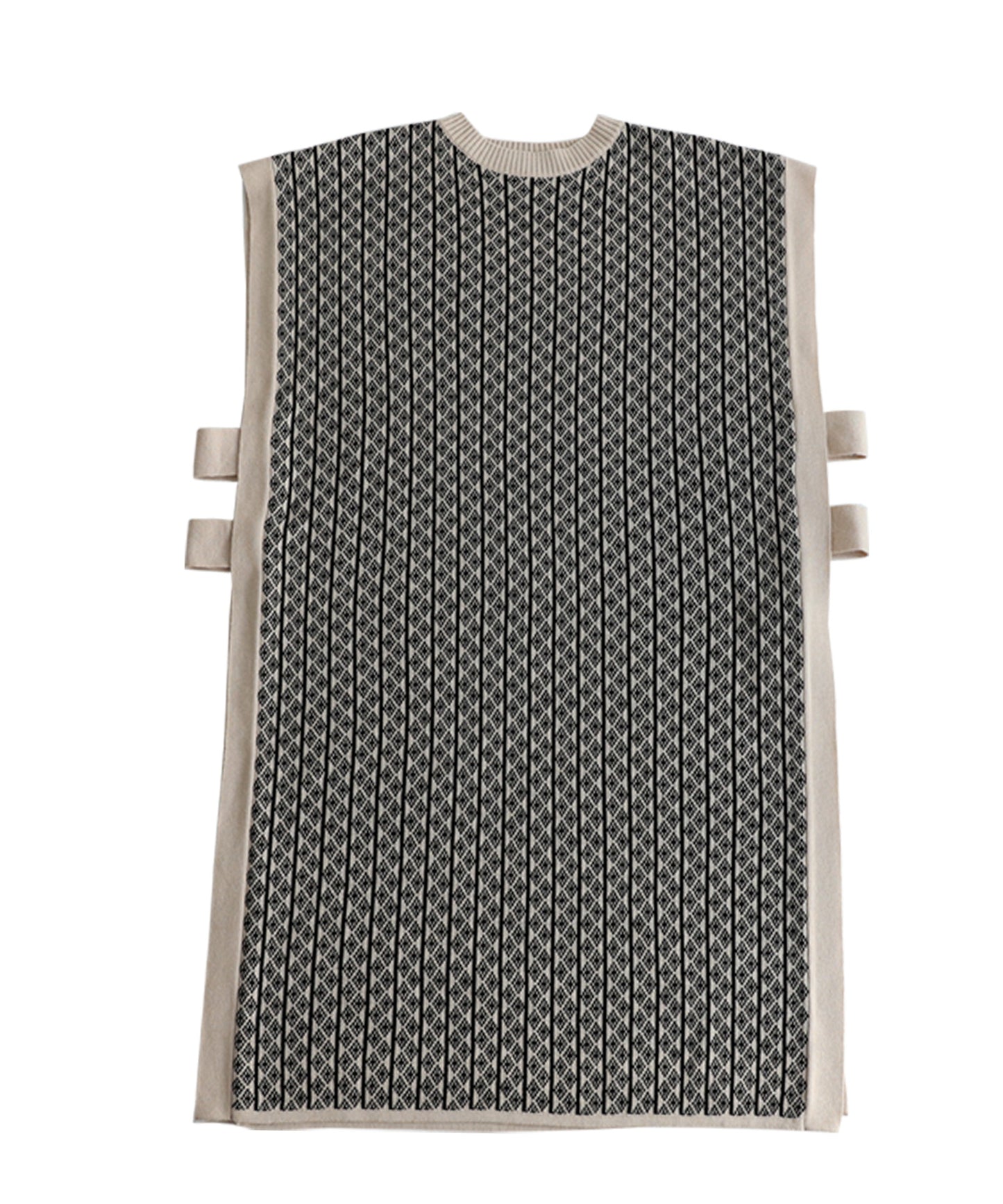 Jacquard pattern long knit vest Ladies