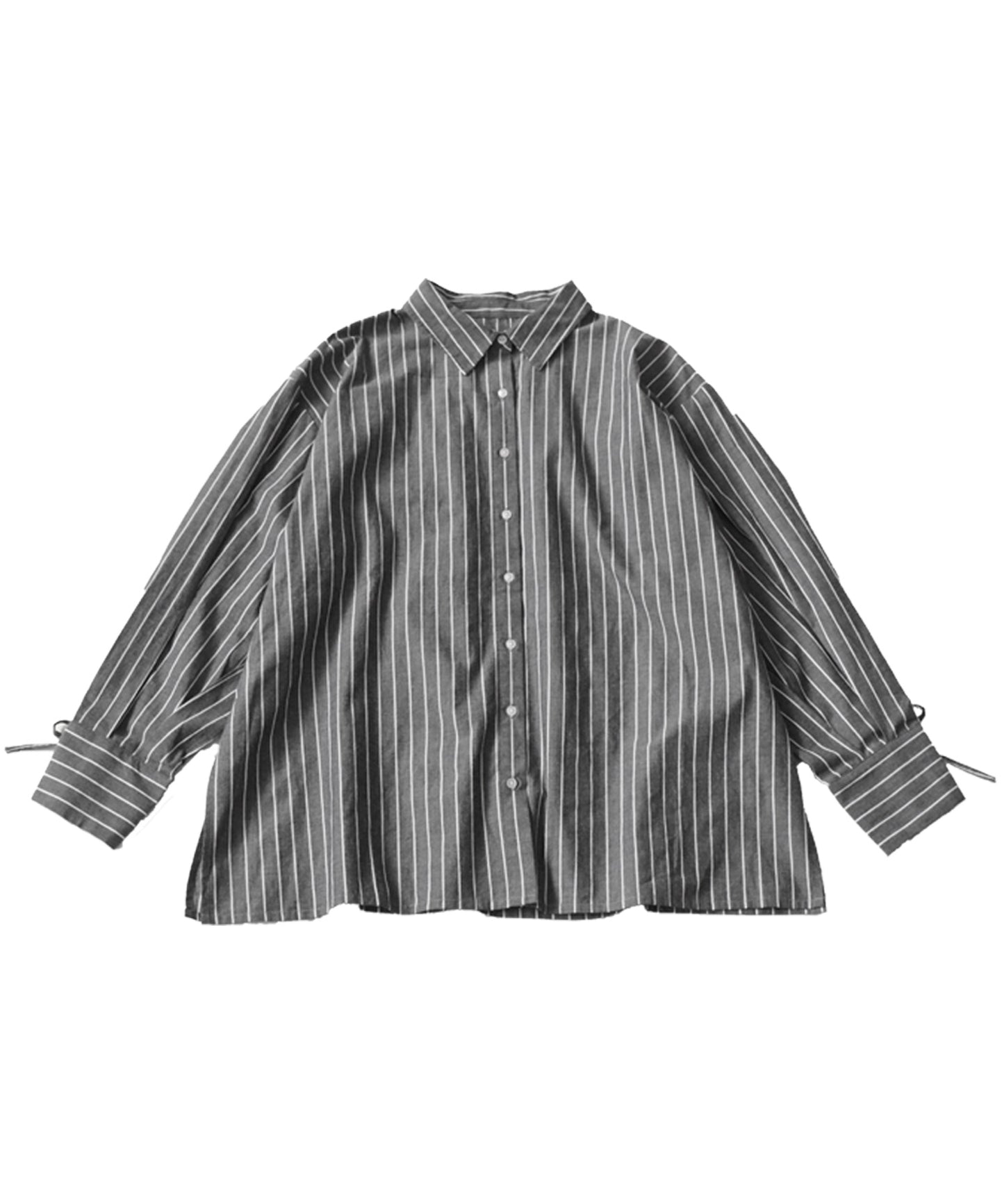 Striped Ladies Shirt Back Drawstring Shirt