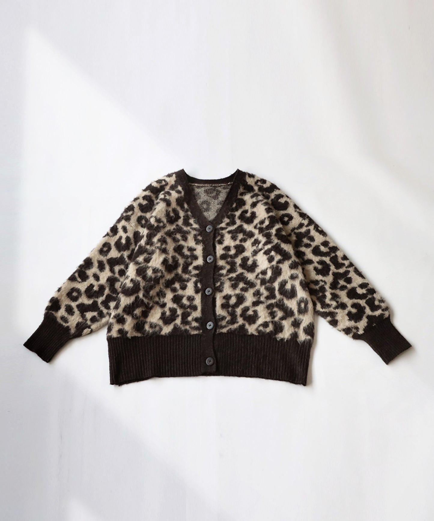 Leopard pattern knit cardigan Ladies