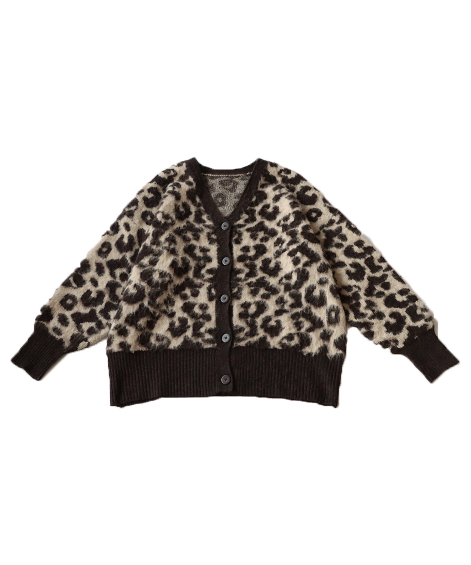 Leopard pattern knit cardigan ladies