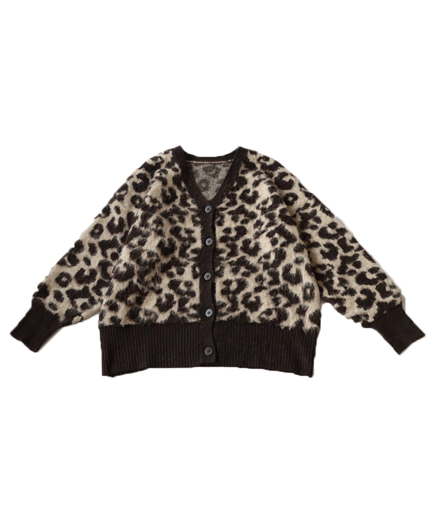 Leopard pattern knit cardigan Ladies