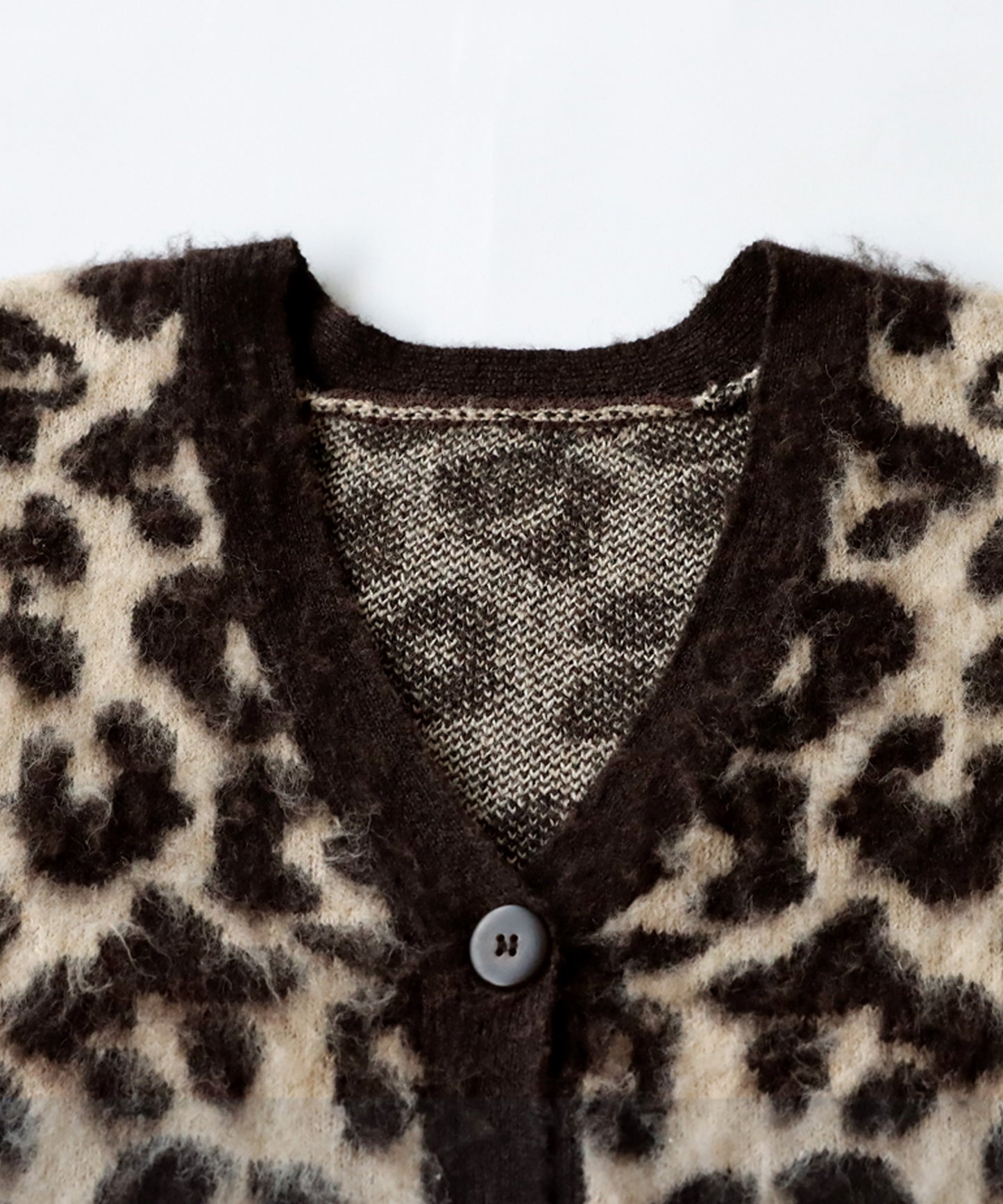 Leopard pattern knit cardigan Ladies