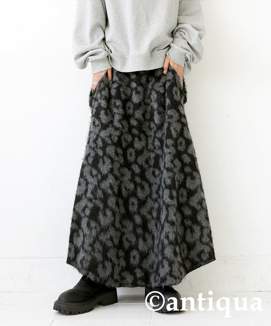 Animal pattern knit skirt Ladies