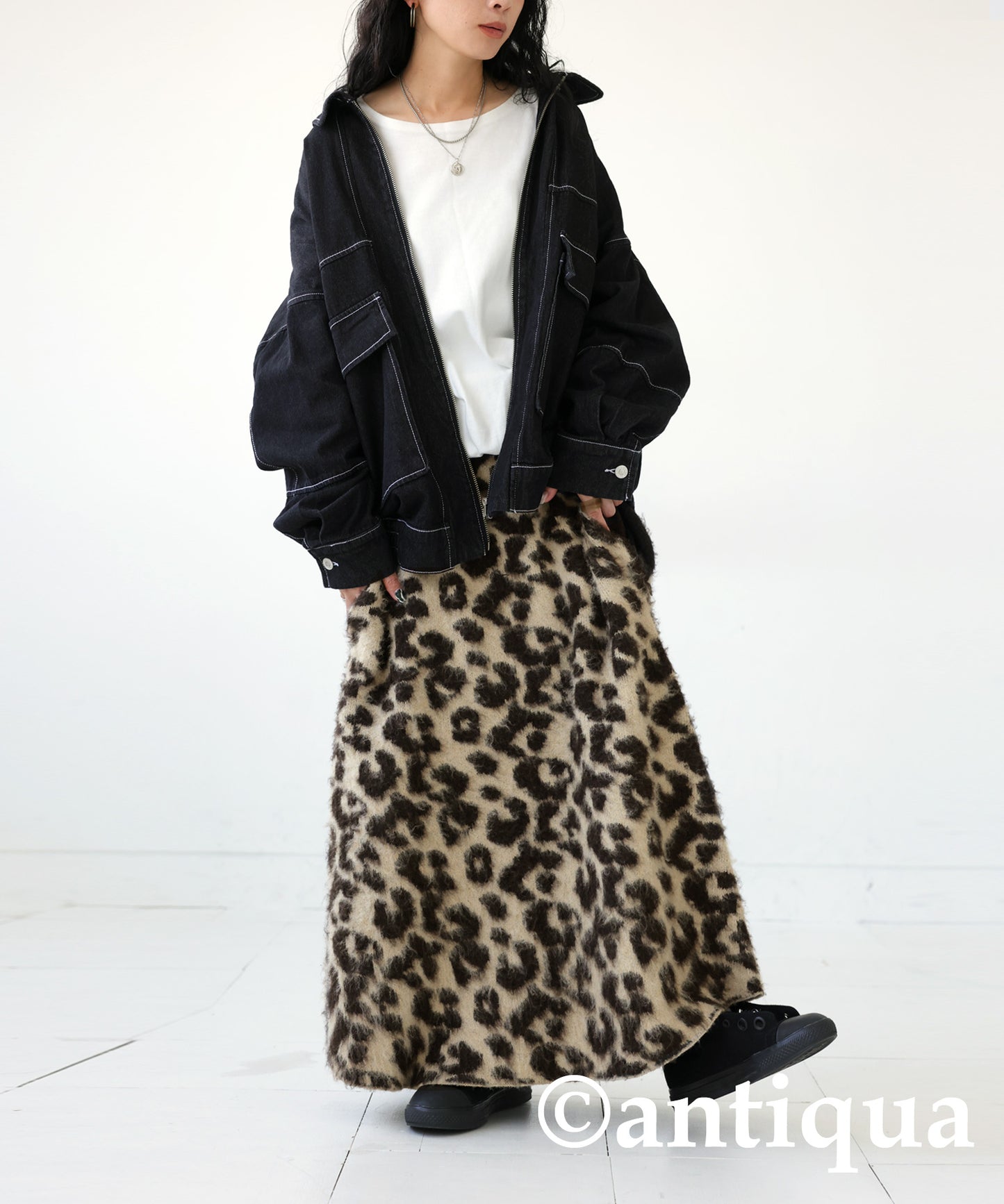 Animal pattern knit skirt Ladies