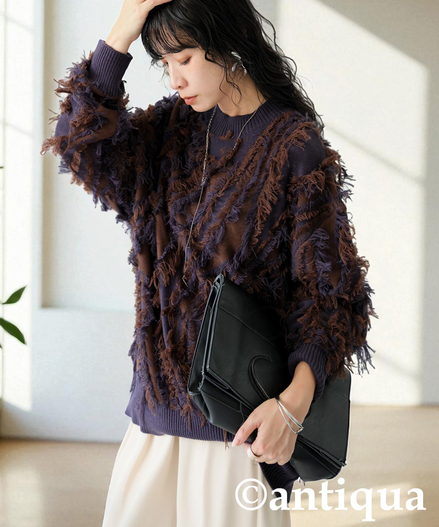 Fringe knit tops Ladies