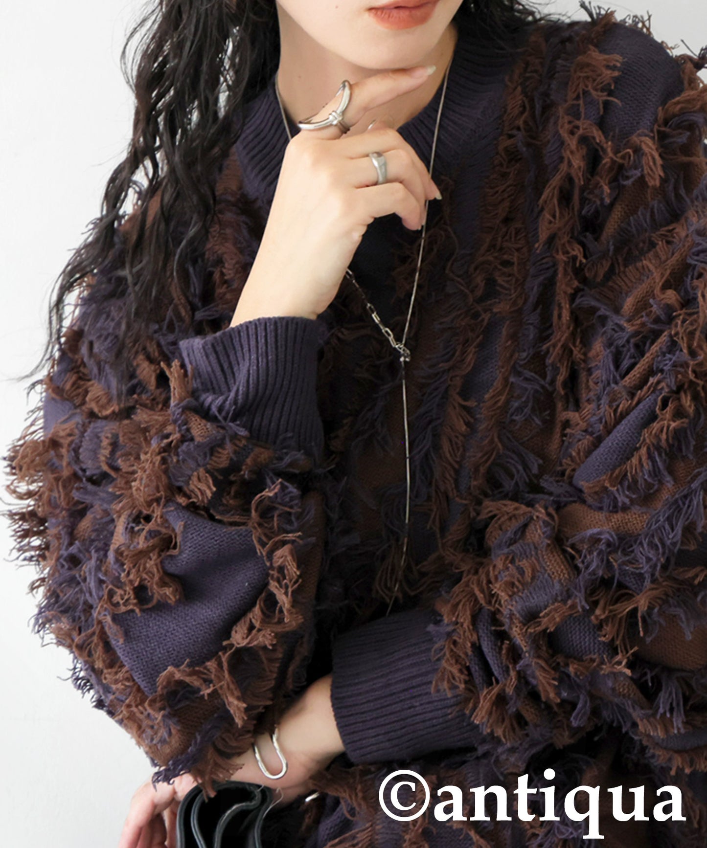 Fringe knit tops Ladies