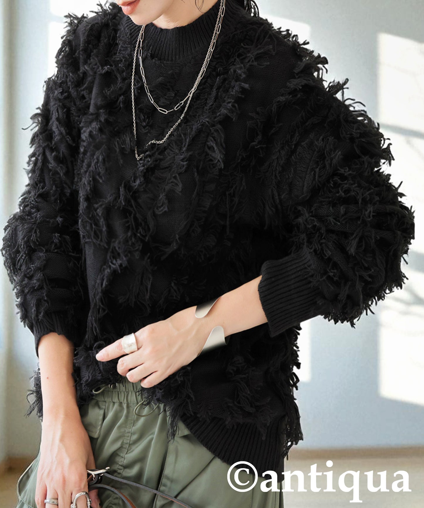 Fringe knit tops Ladies