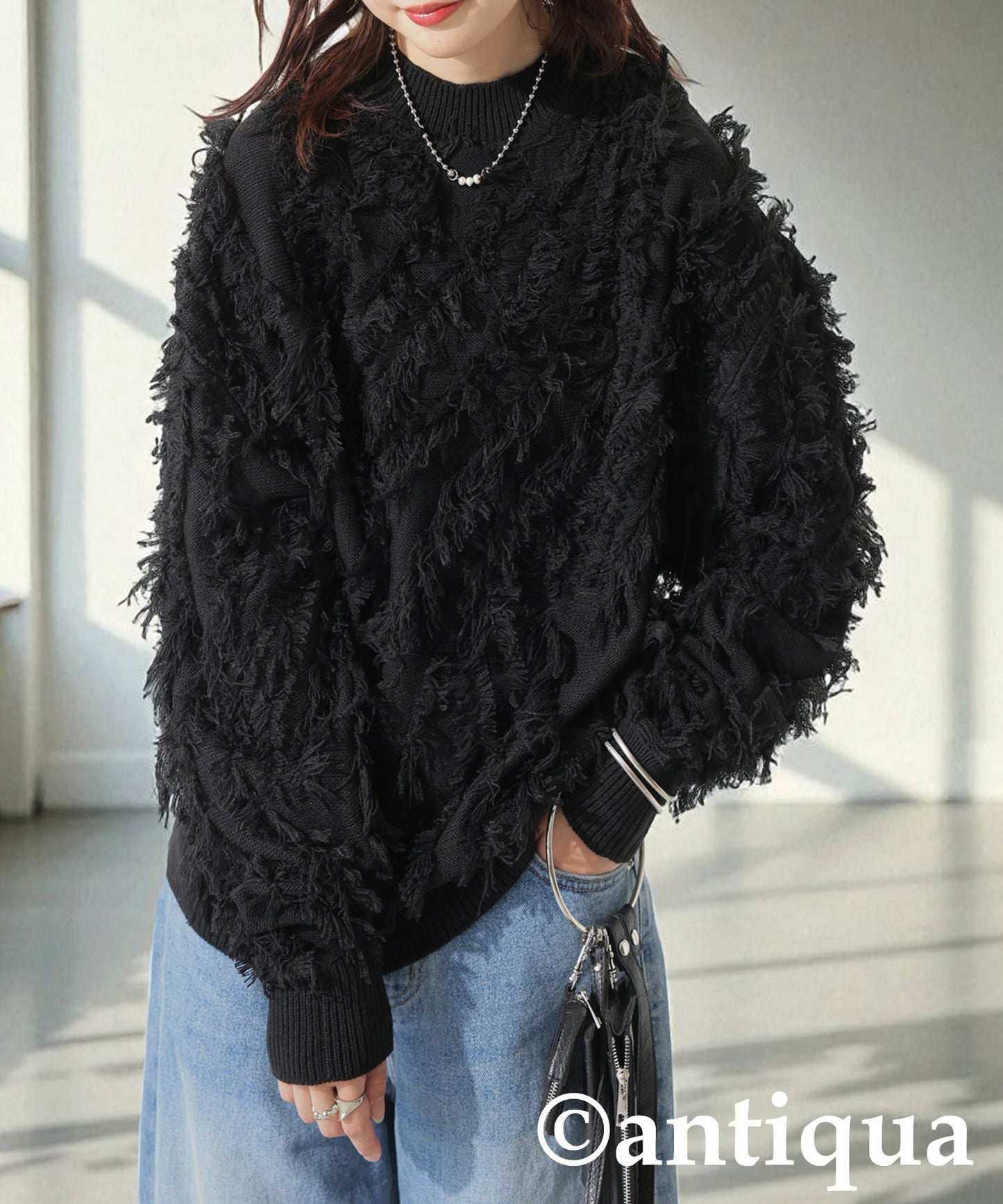 Fringe knit tops Ladies