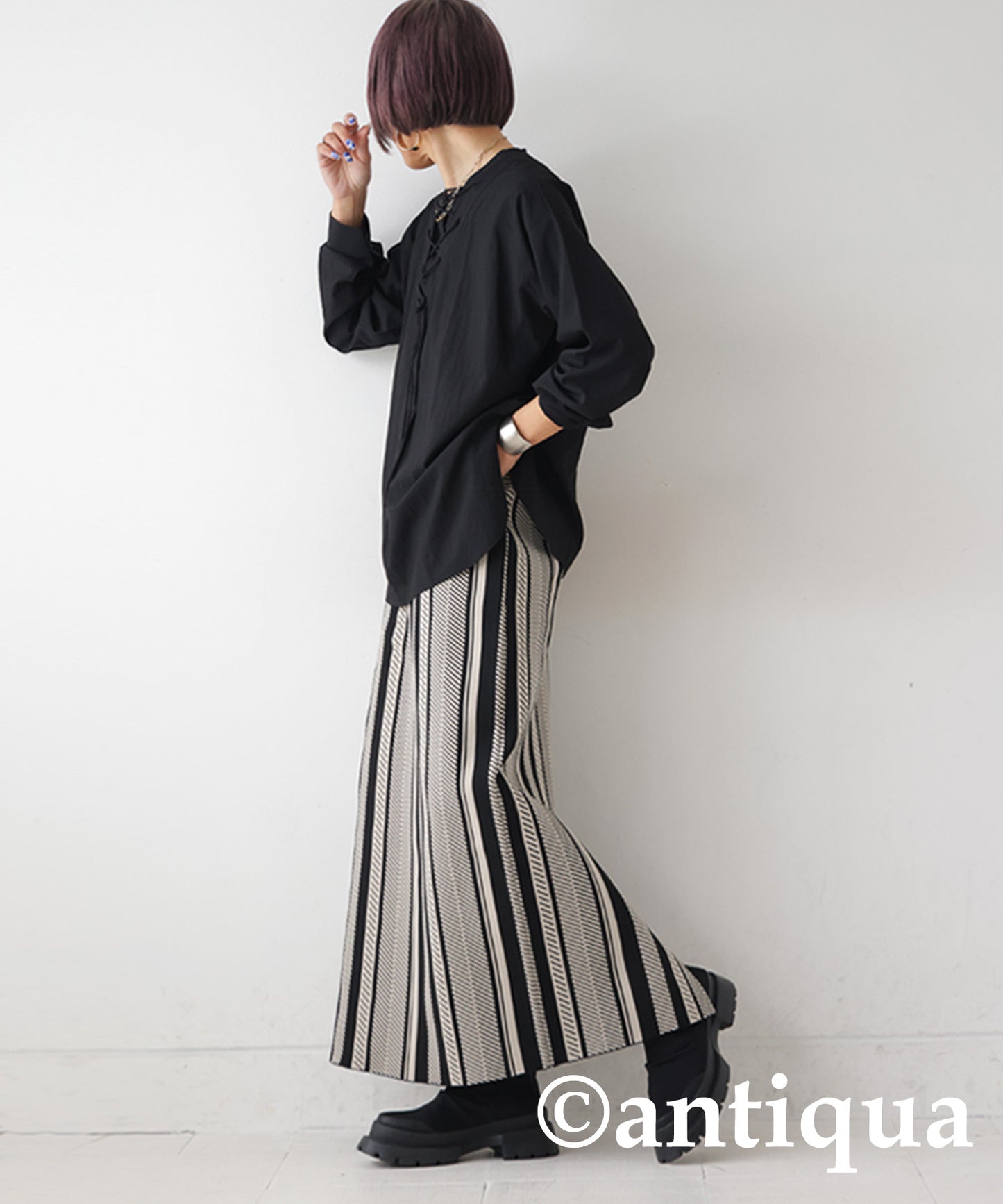 Stripe Knit Skirt Ladies