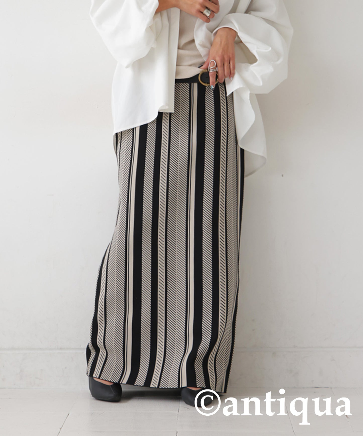 Stripe Knit Skirt Ladies