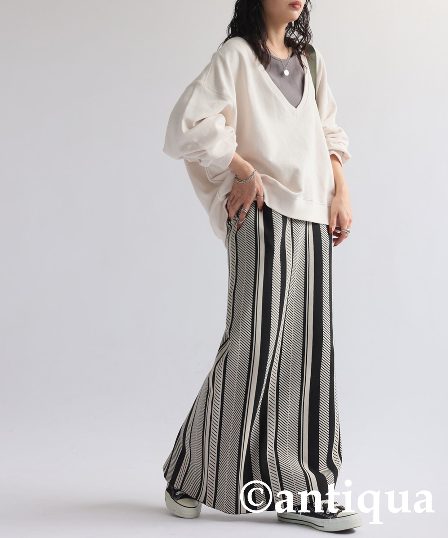 Stripe Knit Skirt Ladies