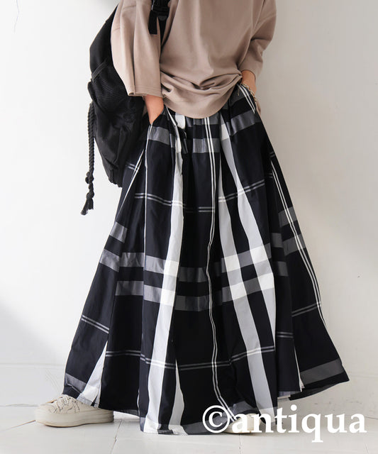 Checked Pattern Flare Skirt Ladies